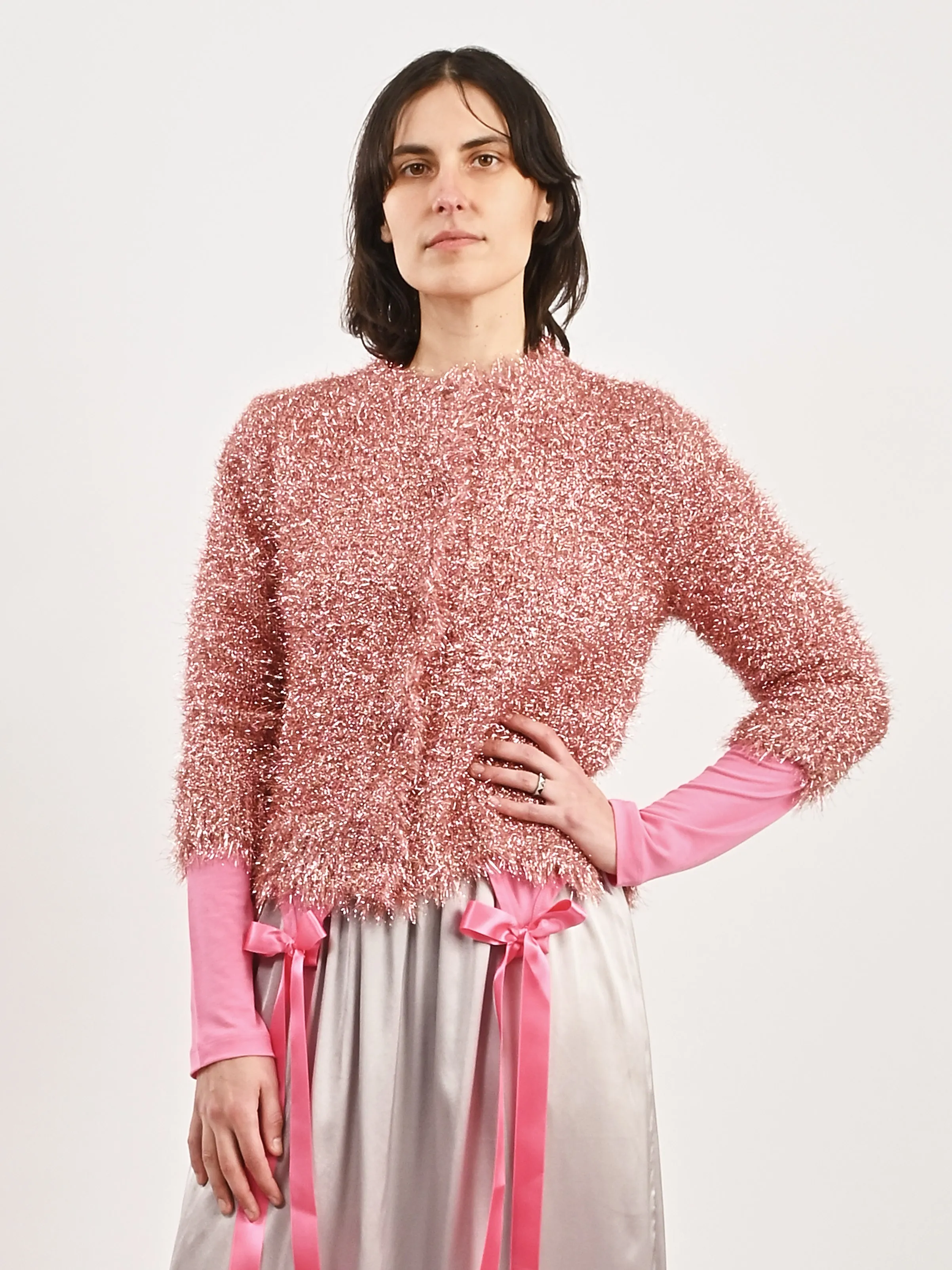 Pink Tinsel Knit Sweater Jacket sold by Frances May Houseline product image thumbnail 2