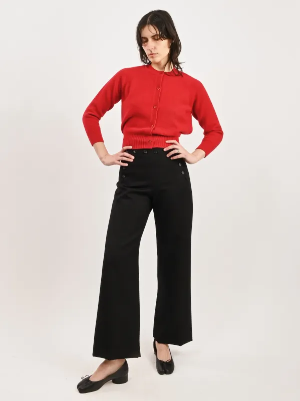 Red Open Back L/S Cardigan W/Tie Tail sold by Frances May Houseline