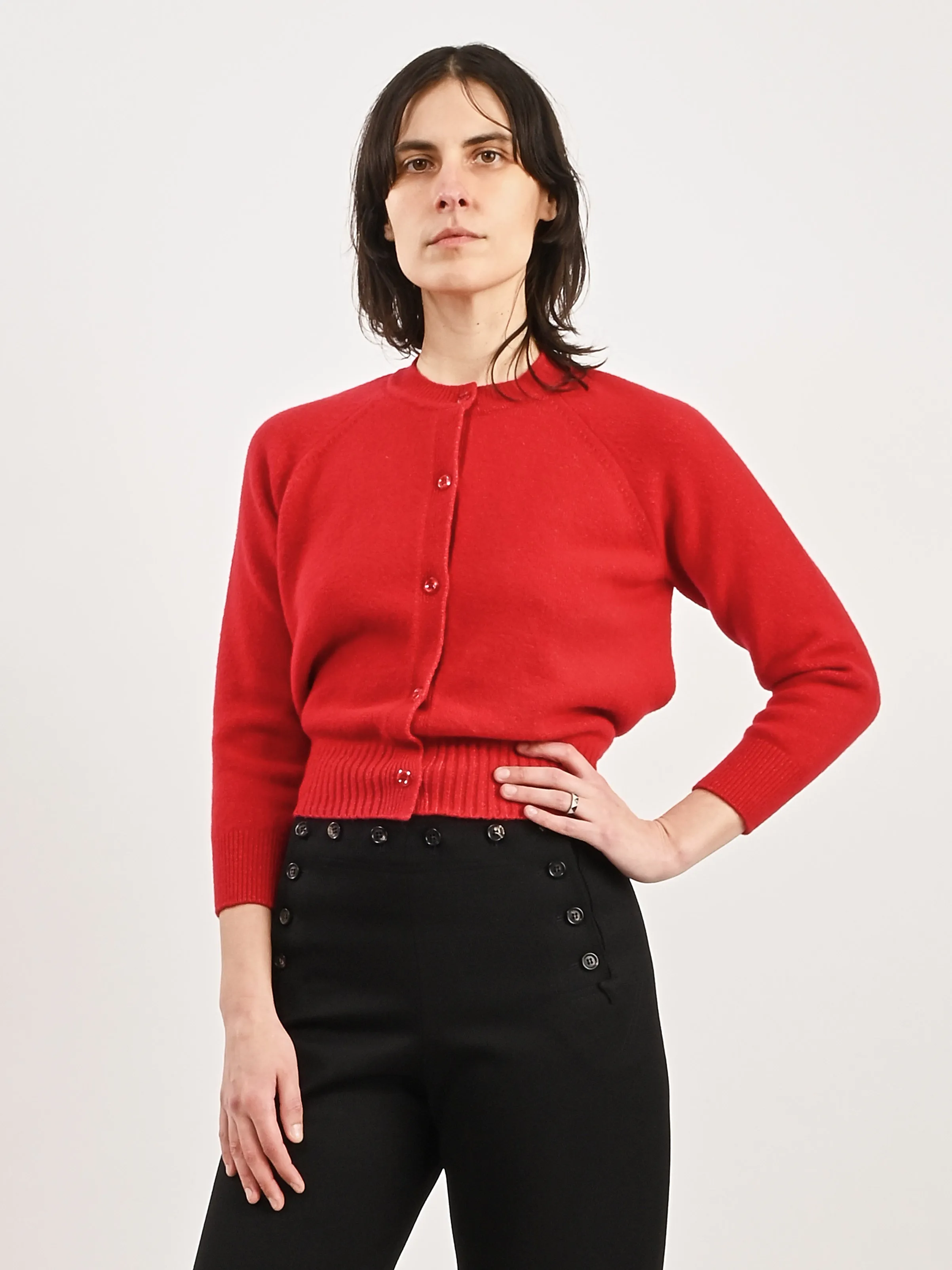 Red Open Back L/S Cardigan W/Tie Tail sold by Frances May Houseline product image thumbnail 2