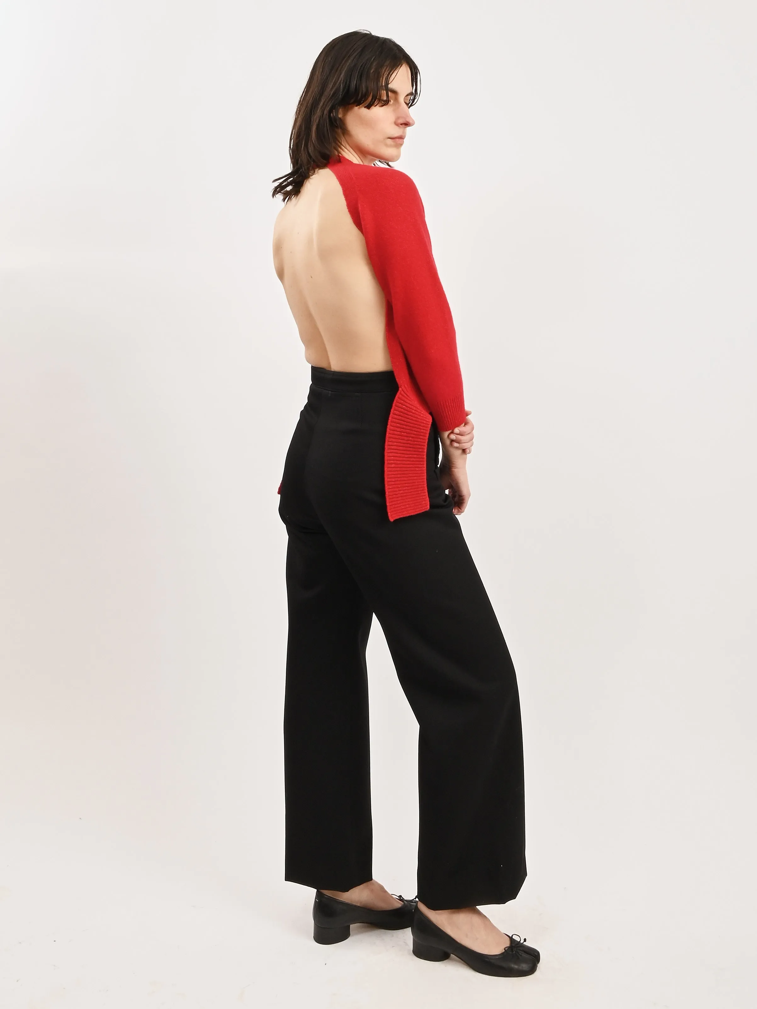 Red Open Back L/S Cardigan W/Tie Tail sold by Frances May Houseline product image thumbnail 4