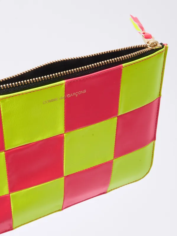 Yellow/Pink Fluo Squares Large Zip Pouch sold by Frances May Houseline