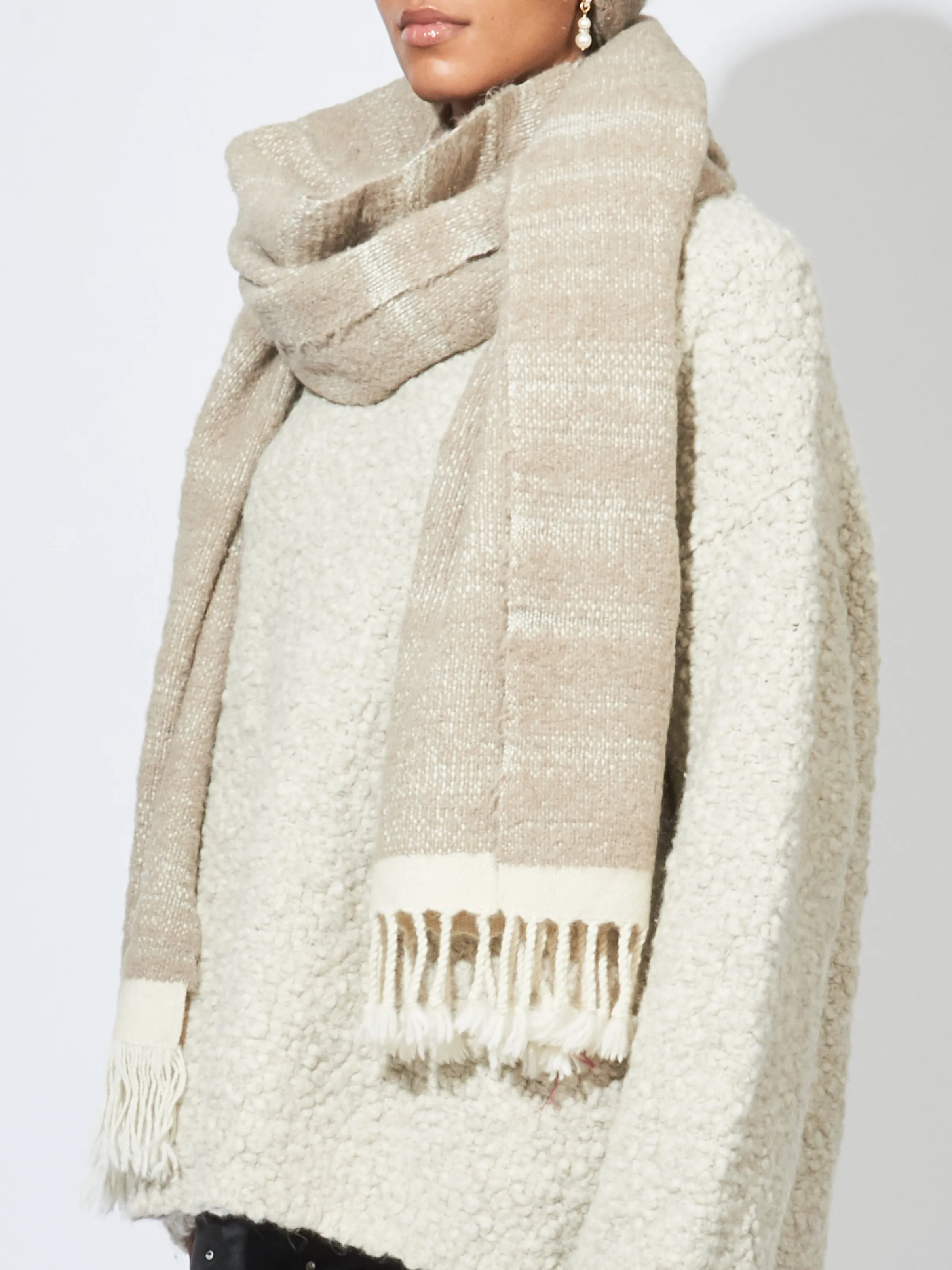 Taupe Handwoven Threadbare Scarf sold by Frances May Houseline product image thumbnail 2