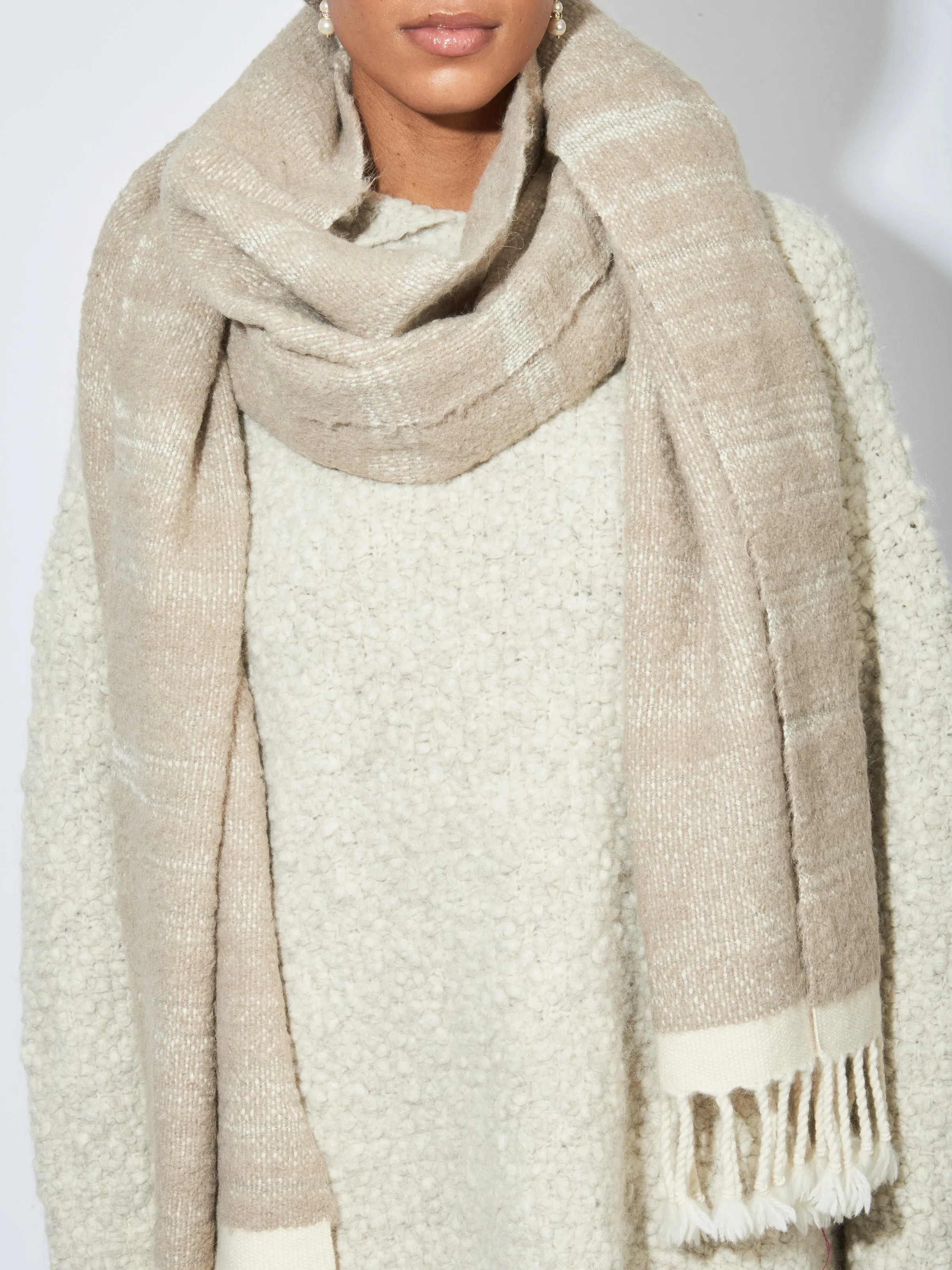 Taupe Handwoven Threadbare Scarf sold by Frances May Houseline product image thumbnail 5