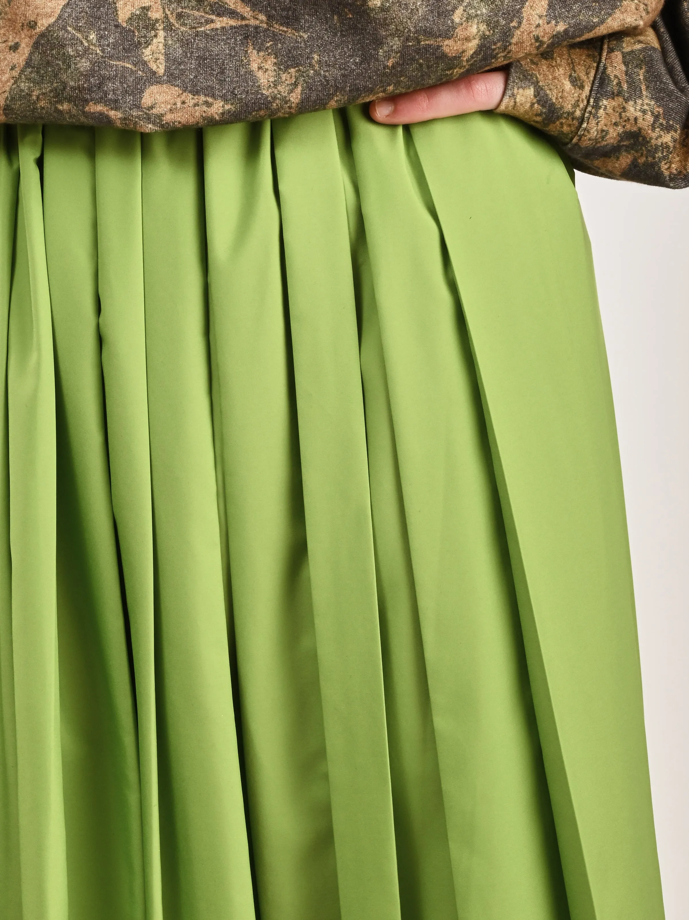 Lime Nylon Pleated Pull On Skirt sold by Frances May Houseline product image thumbnail 3