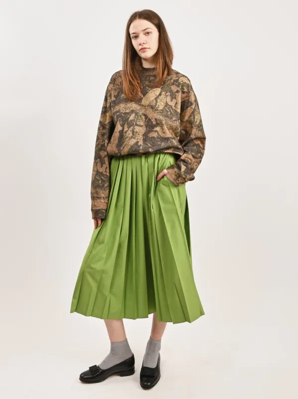 Lime Nylon Pleated Pull On Skirt sold by Frances May Houseline