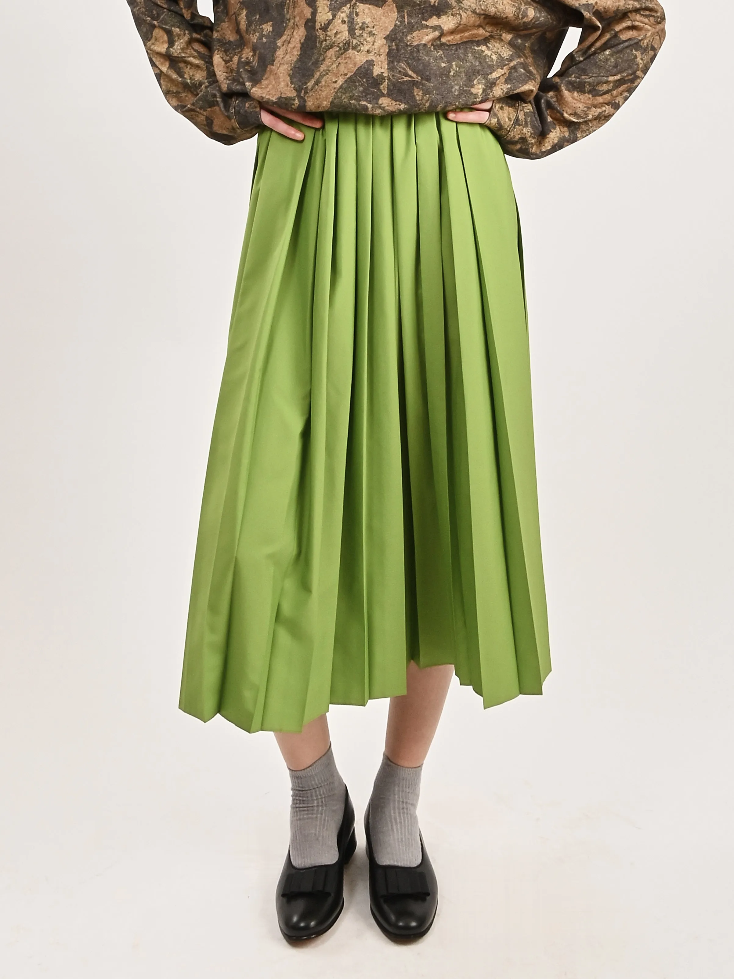 Lime Nylon Pleated Pull On Skirt sold by Frances May Houseline product image thumbnail 2