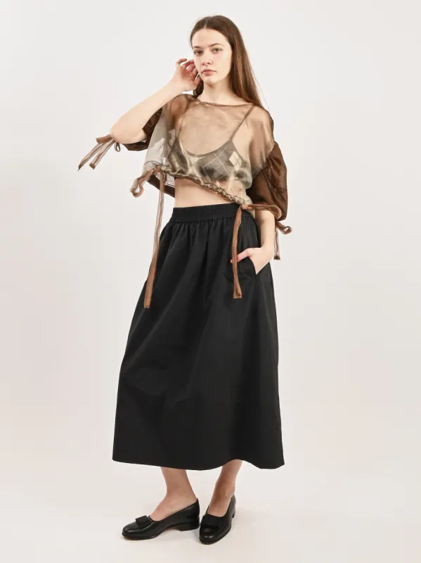 Black Nylon Pull On Full Skirt made by Tibi