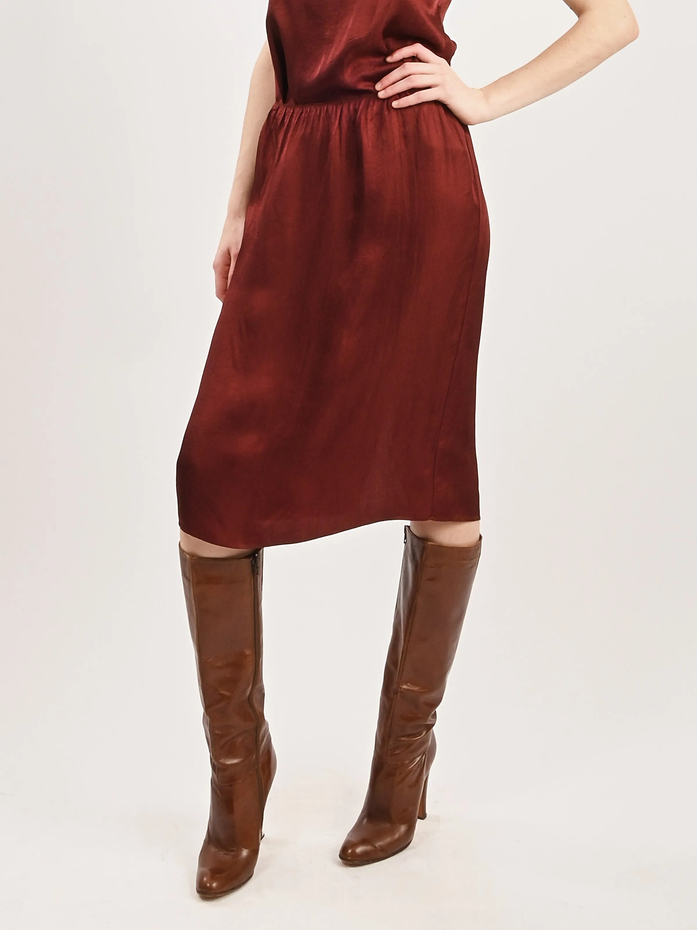 Port Wine The Slip Skirt sold by Frances May Houseline product image thumbnail 2