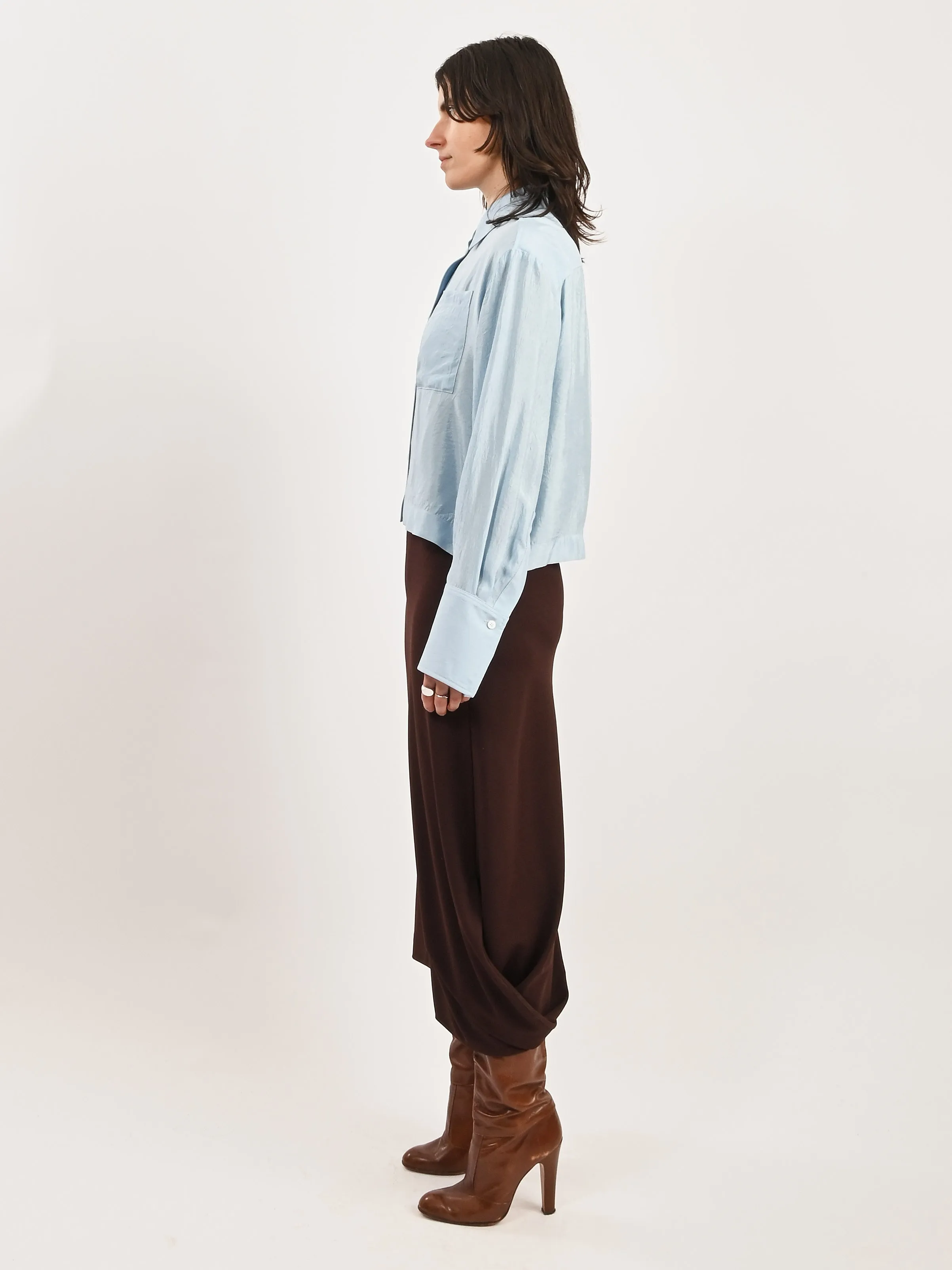 Sky Cropped Button Down Shirt sold by Frances May Houseline product image thumbnail 5