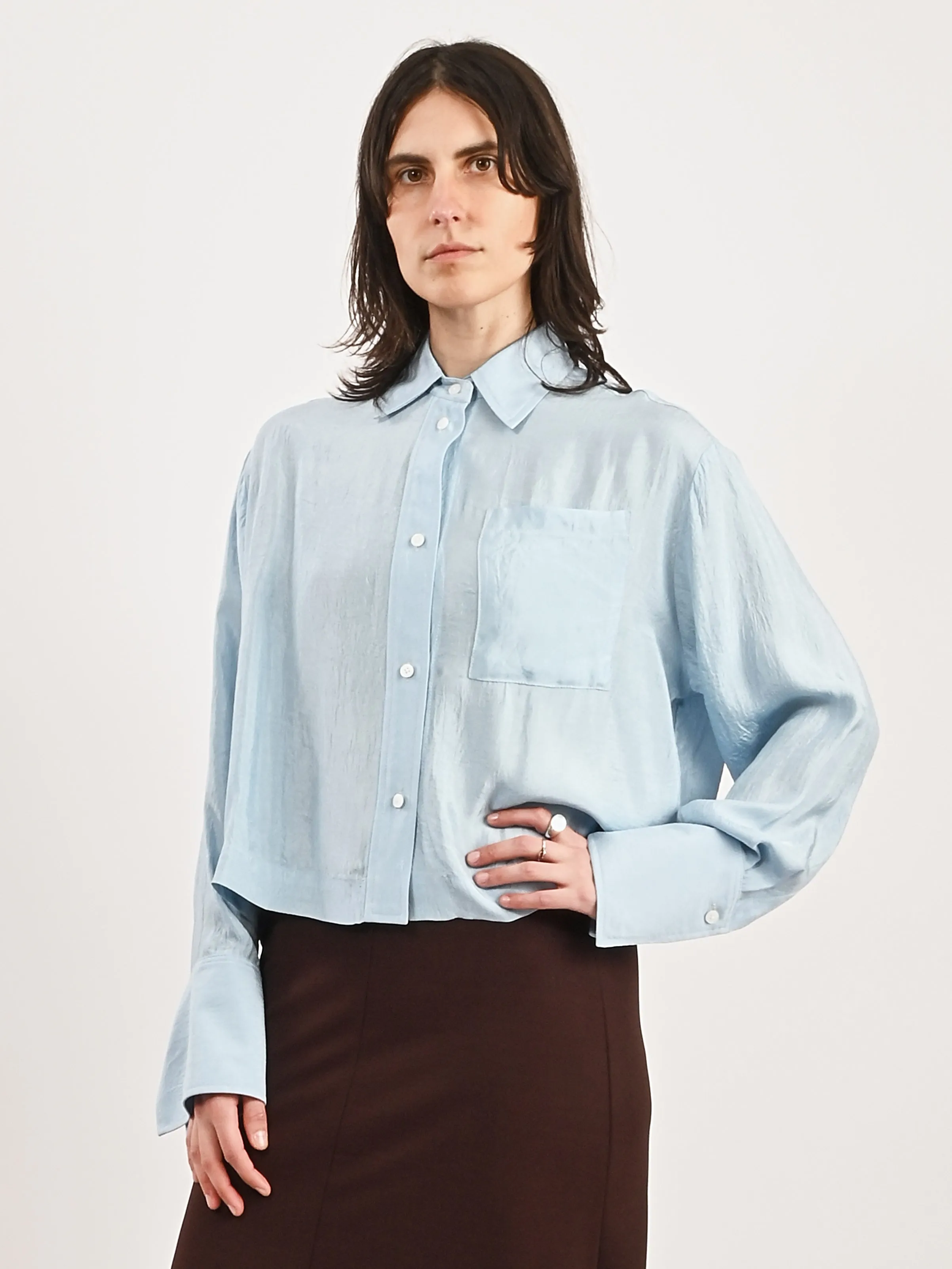 Sky Cropped Button Down Shirt sold by Frances May Houseline product image thumbnail 2