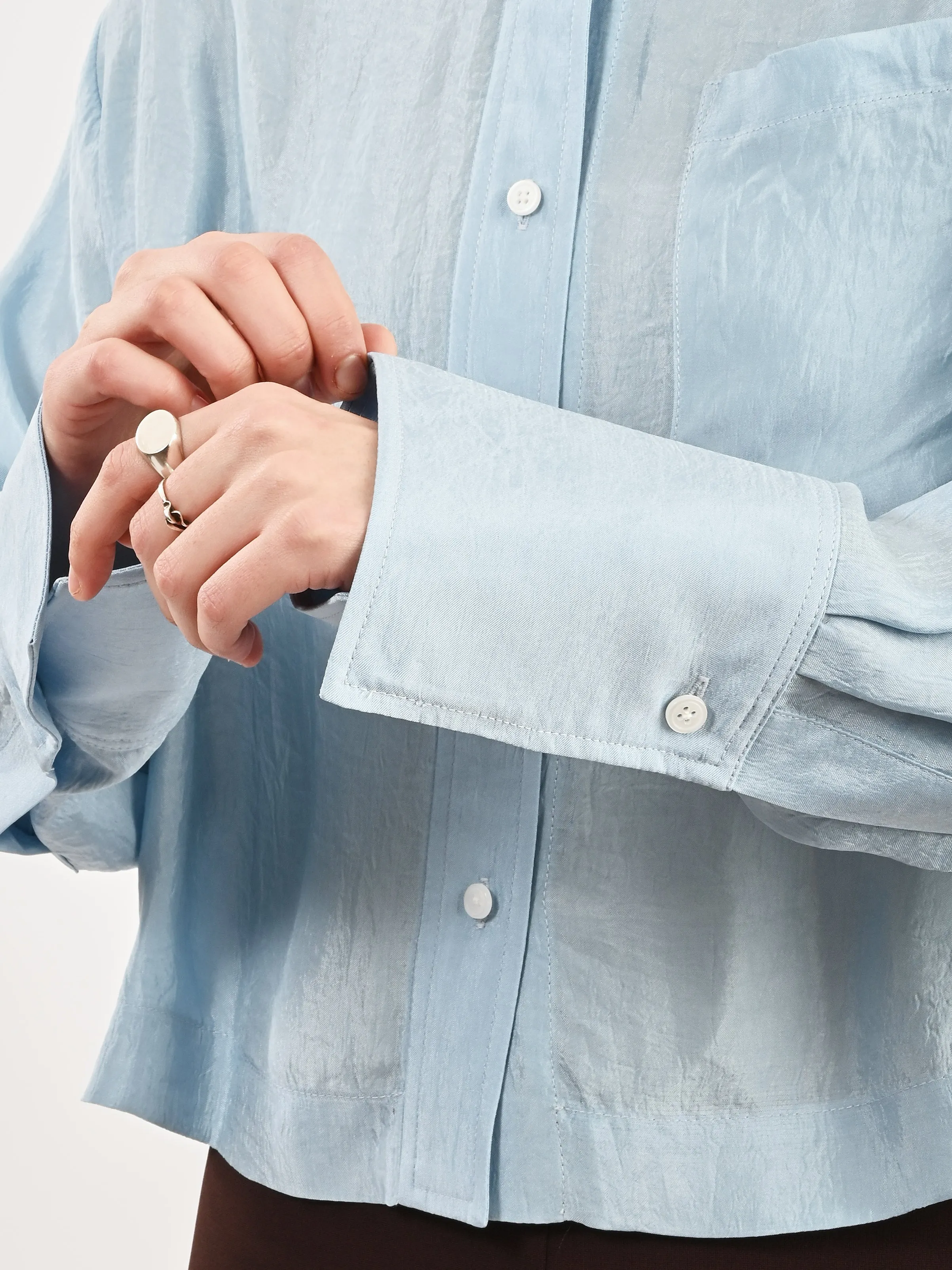 Sky Cropped Button Down Shirt sold by Frances May Houseline product image thumbnail 3