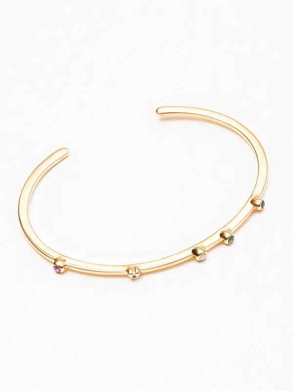 Gold Vermeil Rainbow Bezel Cuff sold by Frances May Houseline