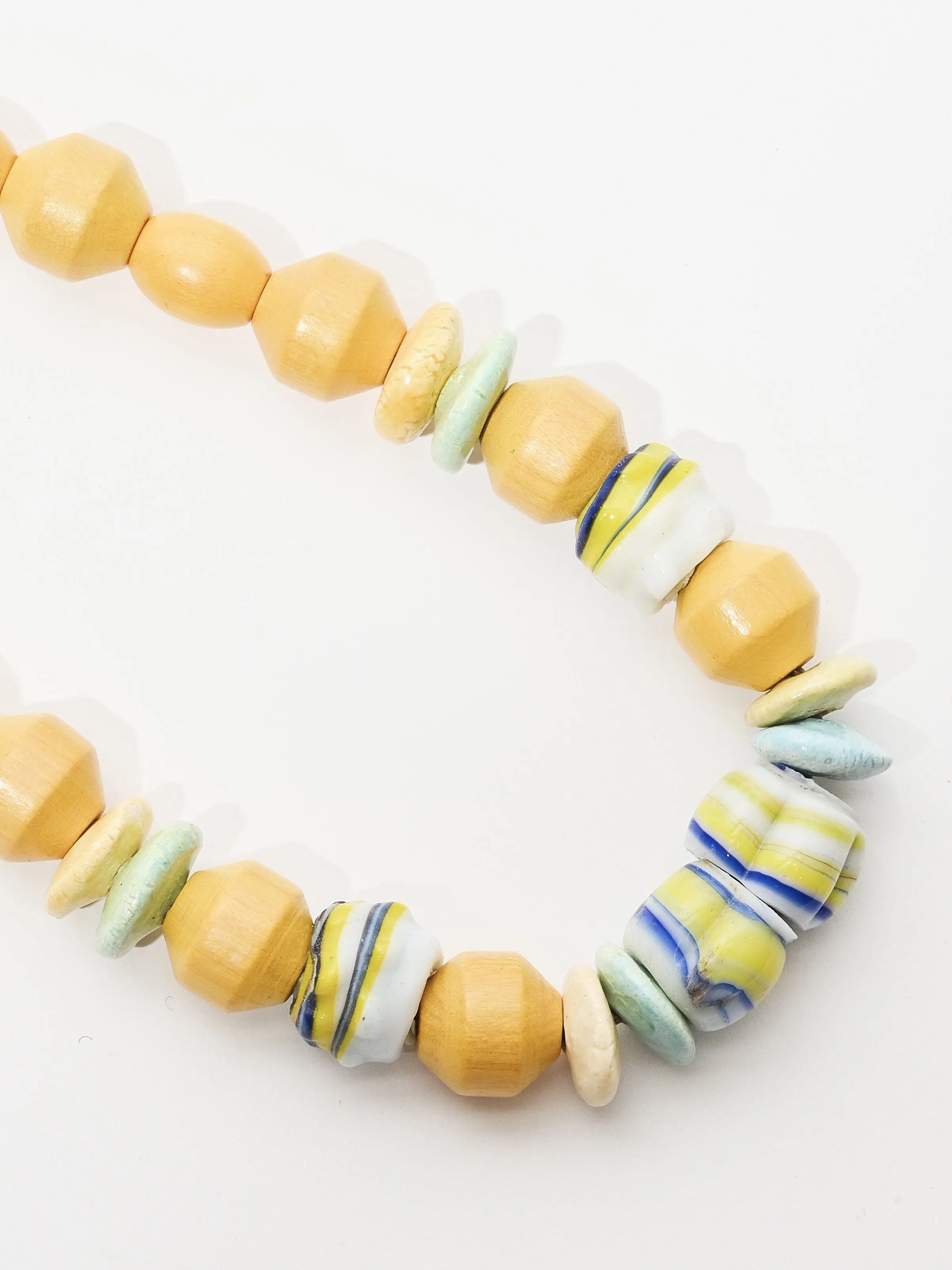 Yellow/Green/Blue Folk Beaded Necklace sold by Frances May Houseline product image thumbnail 4