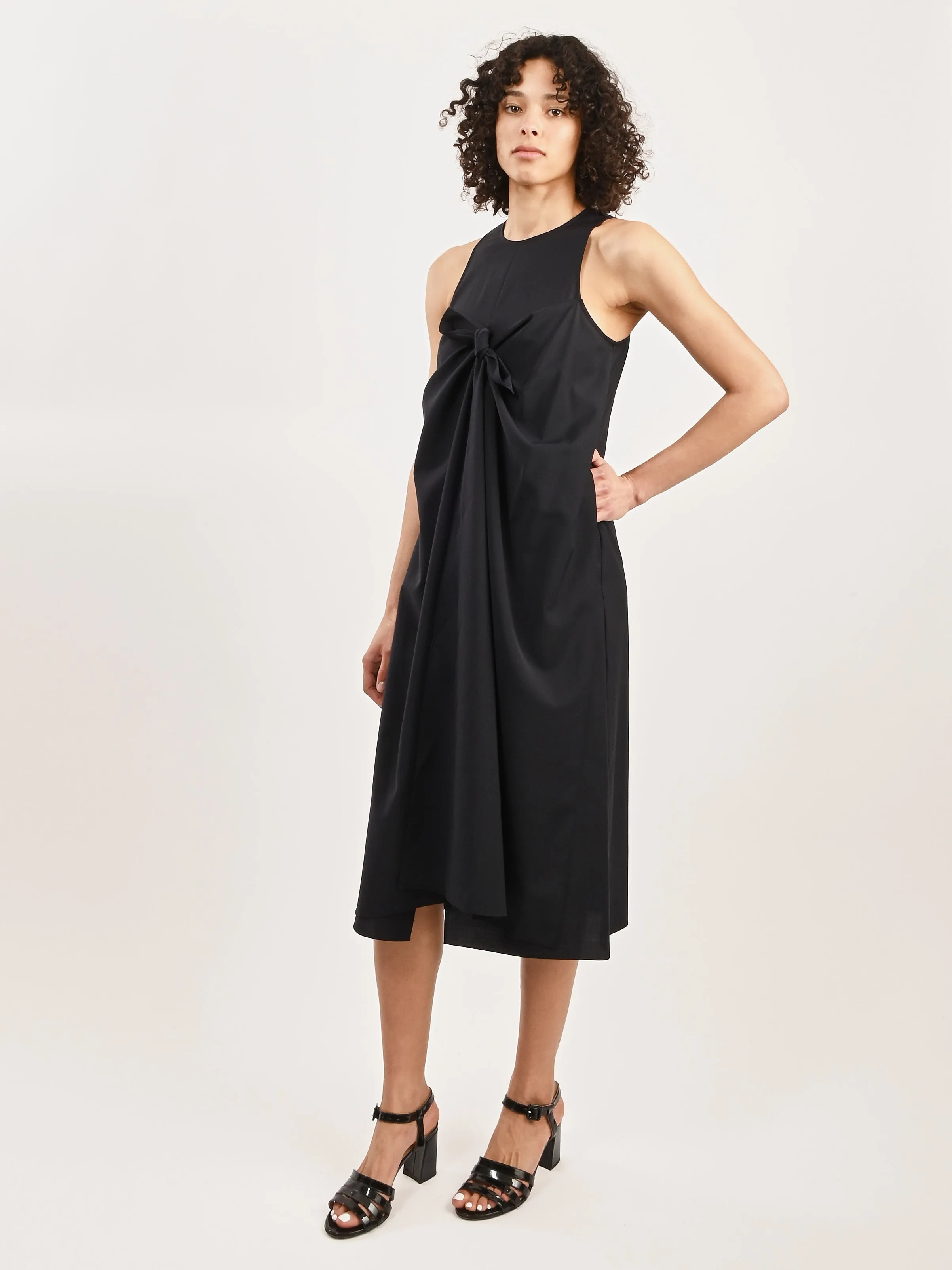 Navy Tropical Wool Tie Front Dress sold by Frances May Houseline product image thumbnail 2