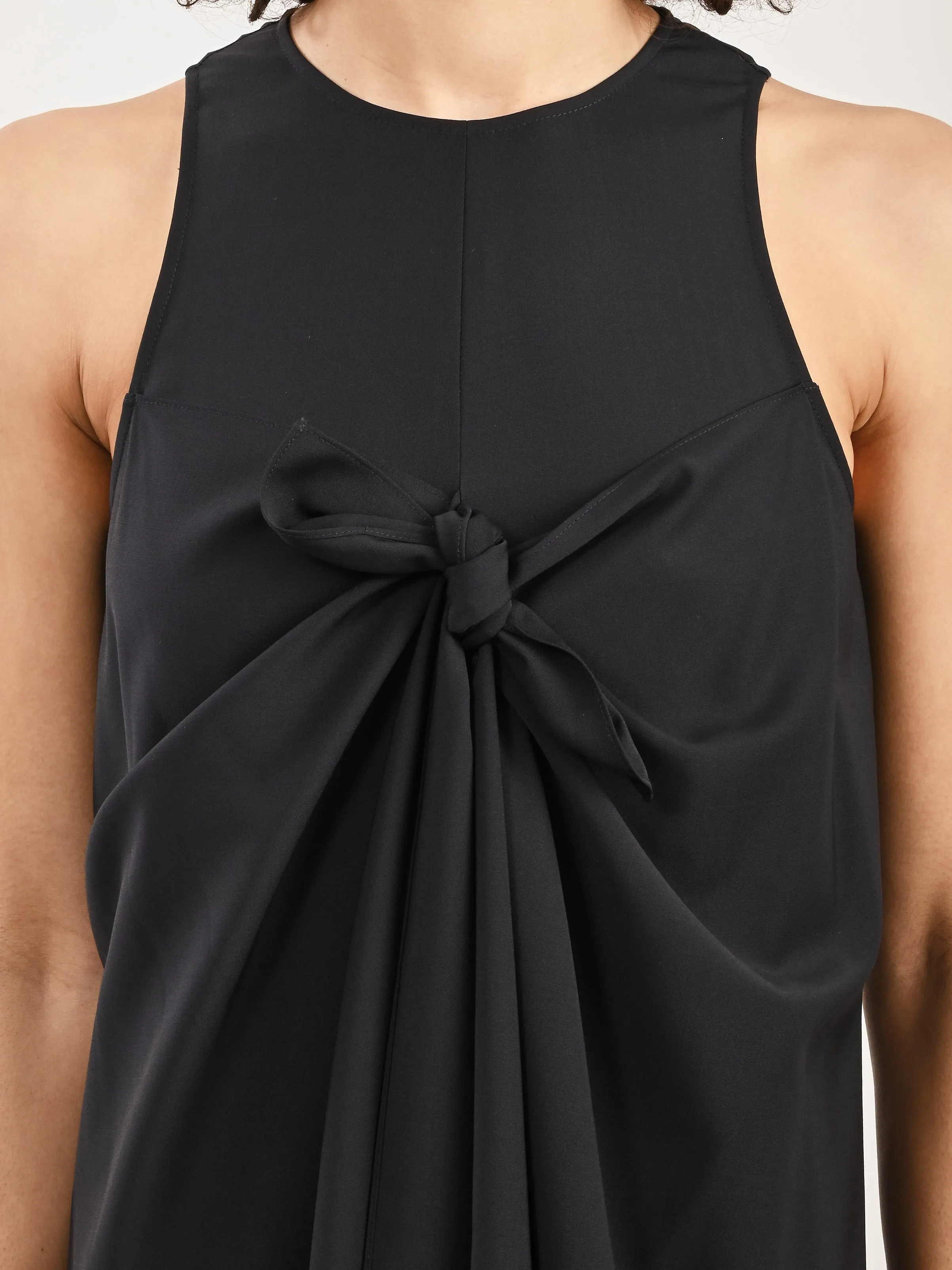 Navy Tropical Wool Tie Front Dress sold by Frances May Houseline product image thumbnail 3