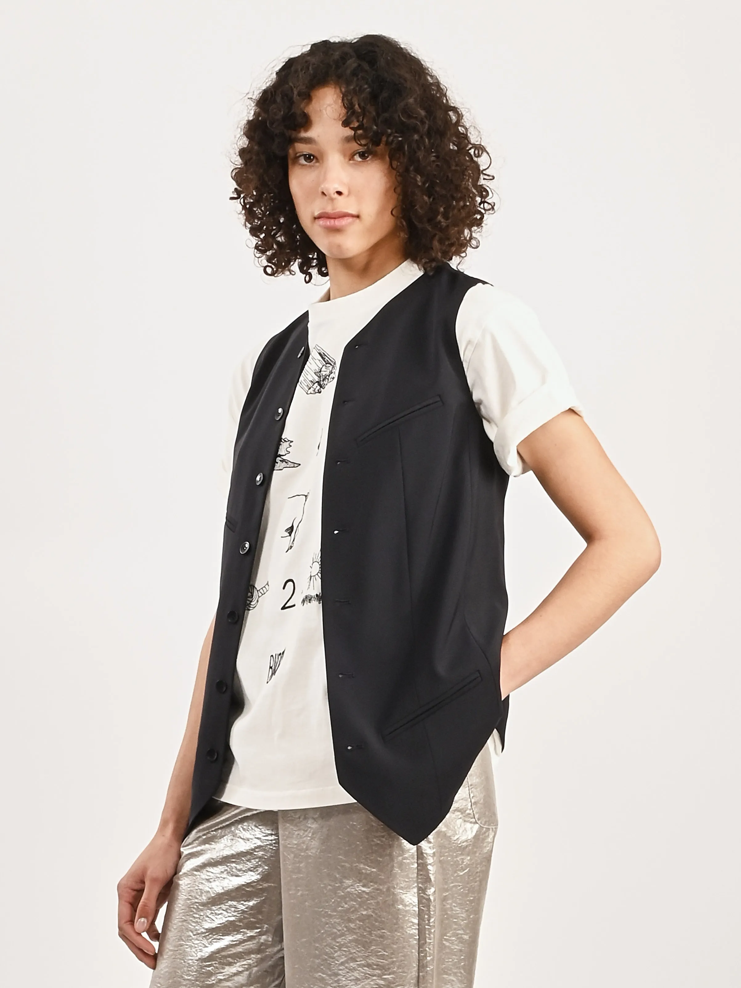 Navy Tropical Wool Easy Vest sold by Frances May Houseline product image thumbnail 2