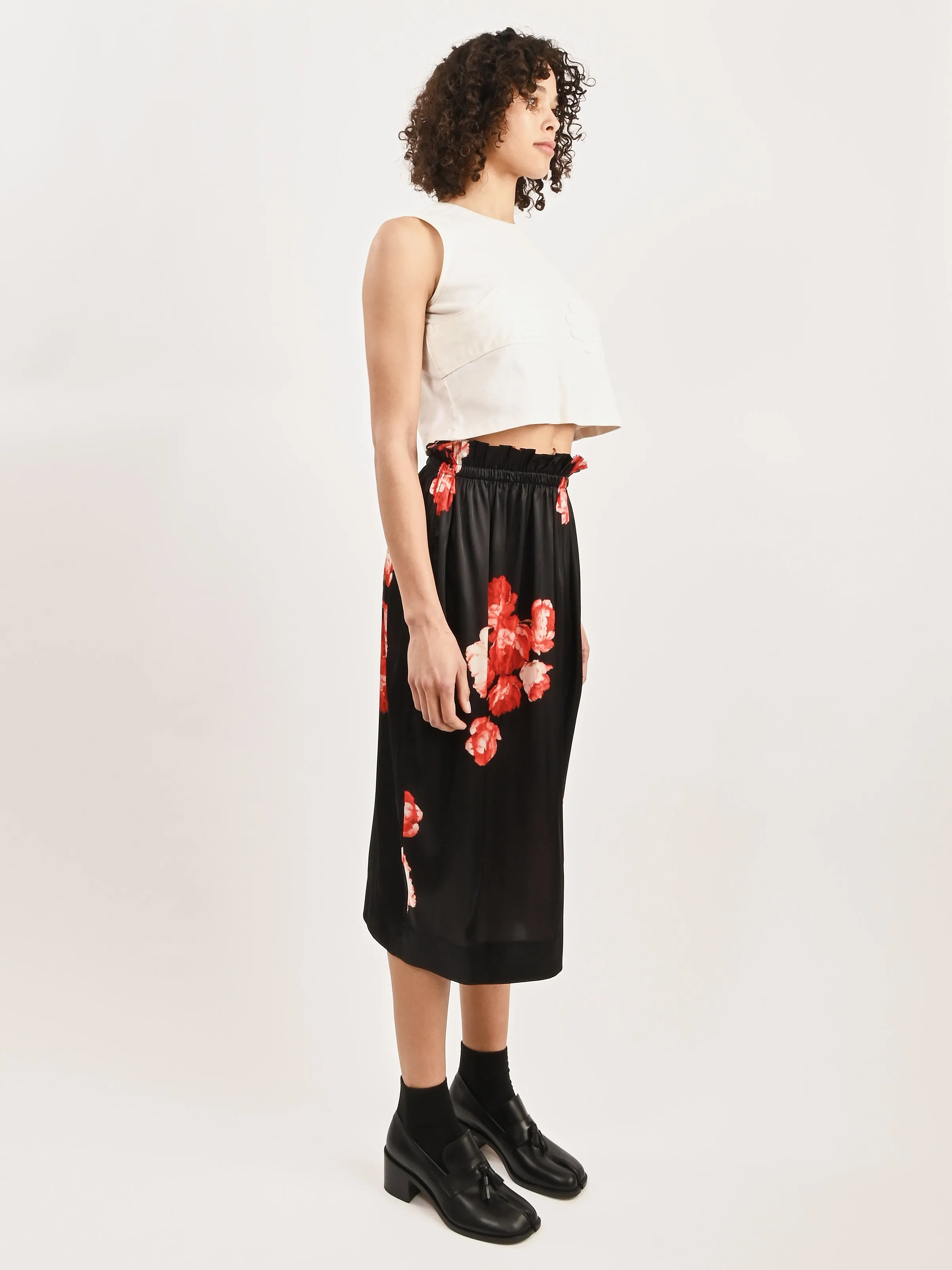 Red/Black Elasticated Gathered Ruffle Waist Tulip Skirt sold by Frances May Houseline product image thumbnail 5
