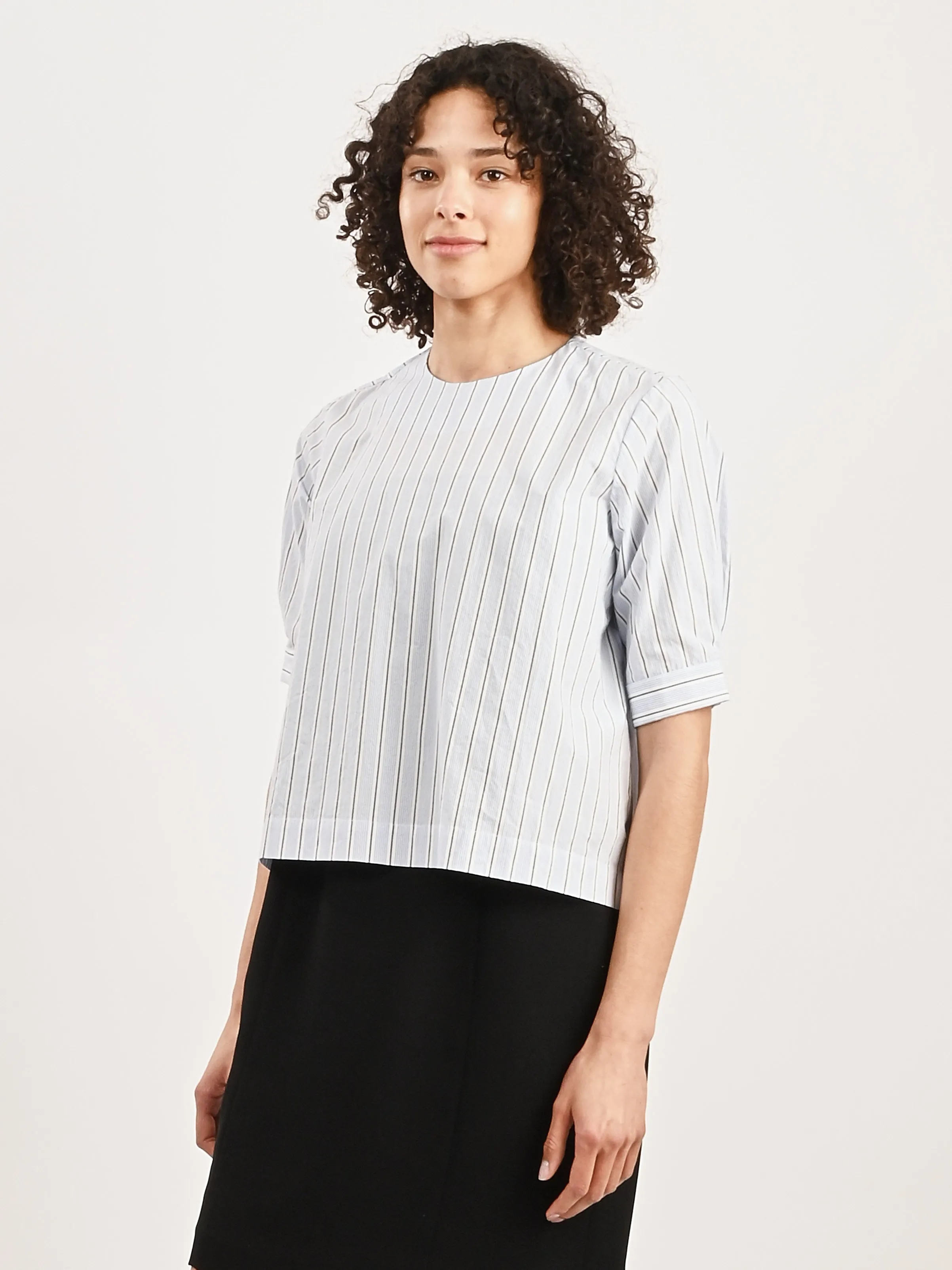 Blue/Black Stripe Jeanne Blouse sold by Frances May Houseline product image thumbnail 2