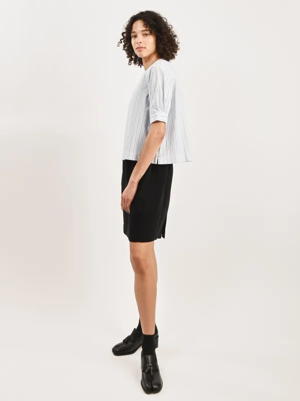 Blue/Black Stripe Jeanne Blouse made by Frances May Houseline