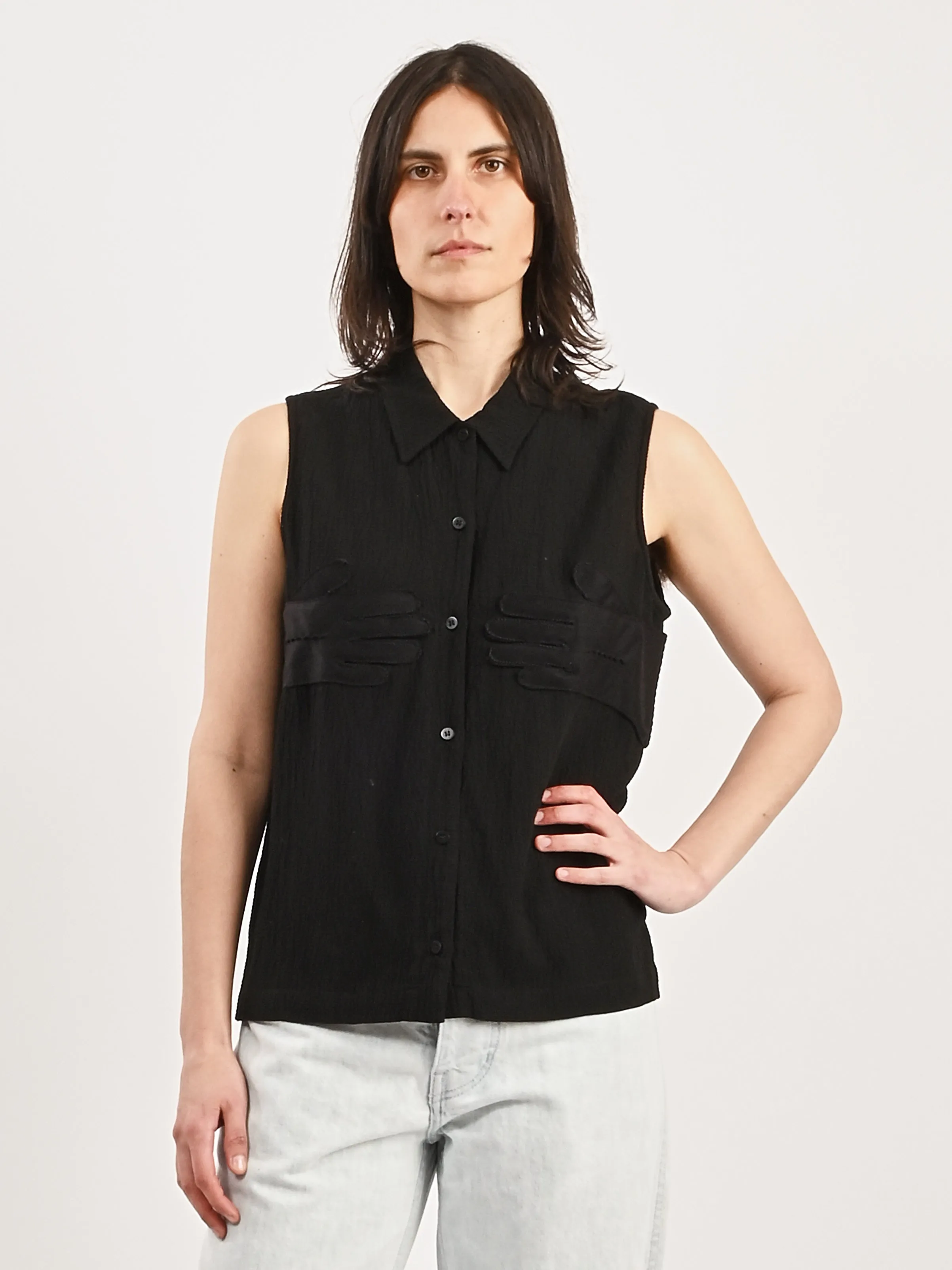 Black Glove Sleeveless Shirt sold by Frances May Houseline product image thumbnail 2