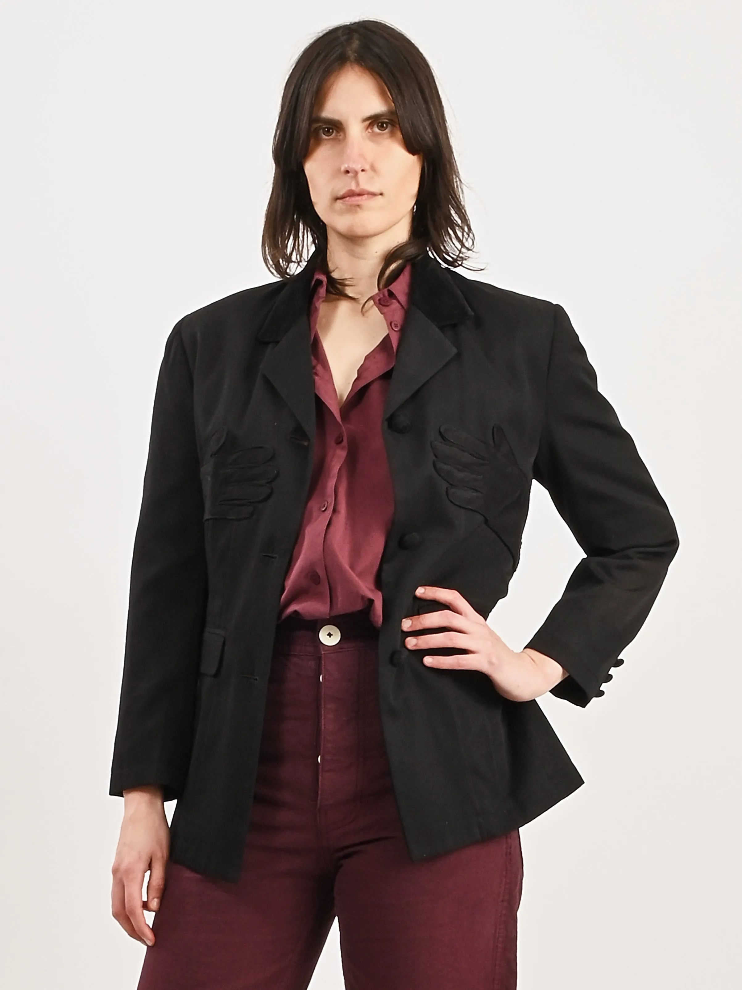 Black Glove Velvet Blazer sold by Frances May Houseline product image thumbnail 2