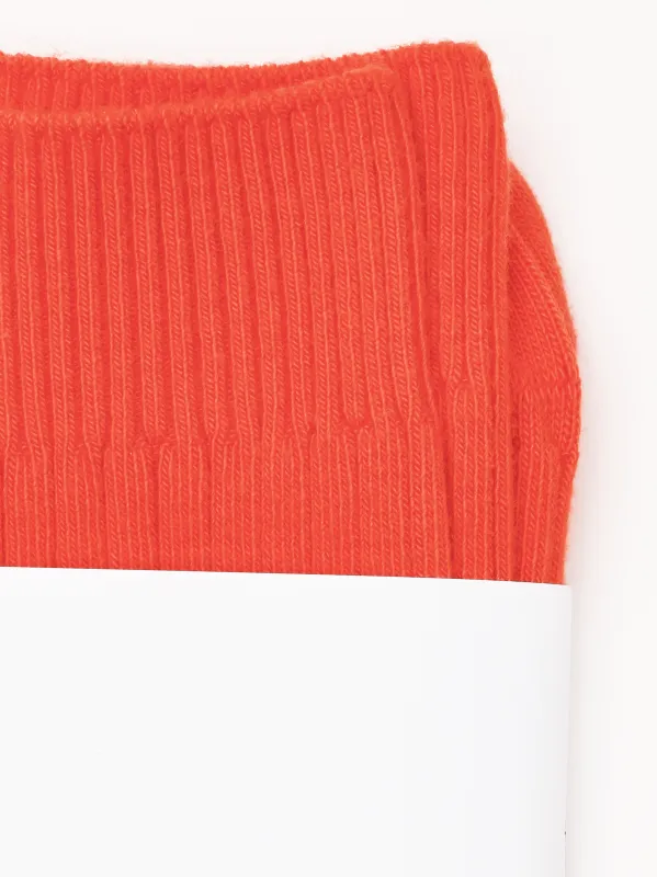 Bill Red Rib Overankle Socks made by Baserange