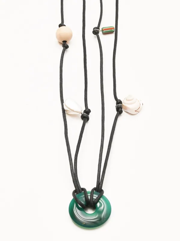 Verdant/Red Green Bead Cotton Cord Confetti Belt made by Frances May Houseline