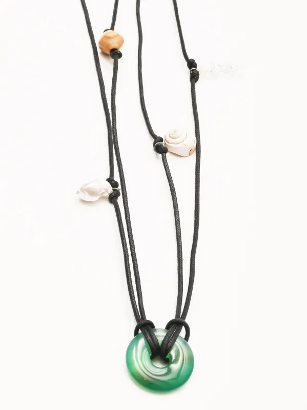 Verdant/Clear Bead Cotton Cord Confetti Belt made by Frances May Houseline