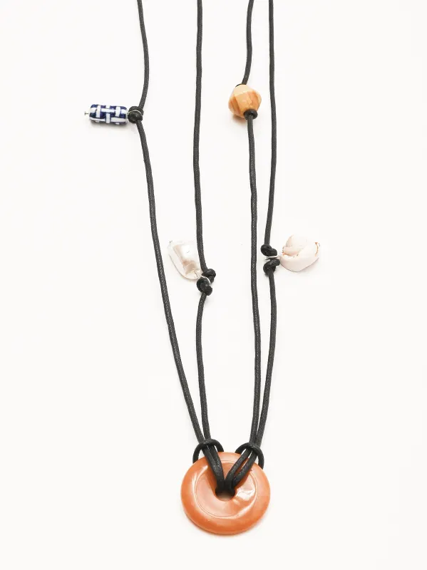 Multi/Blue White Bead Cotton Cord Confetti Belt made by Frances May Houseline