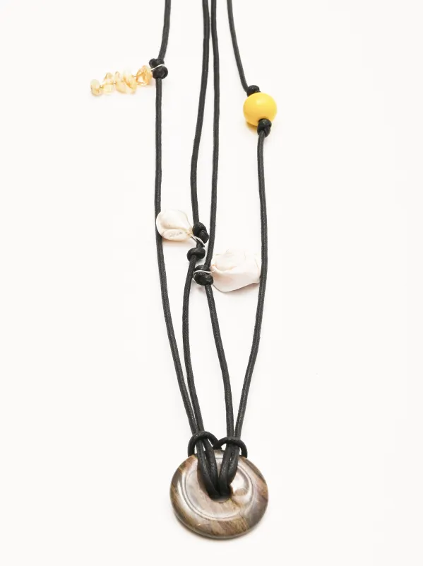 Multi/Yellow Bead Cotton Cord Confetti Belt made by Frances May Houseline