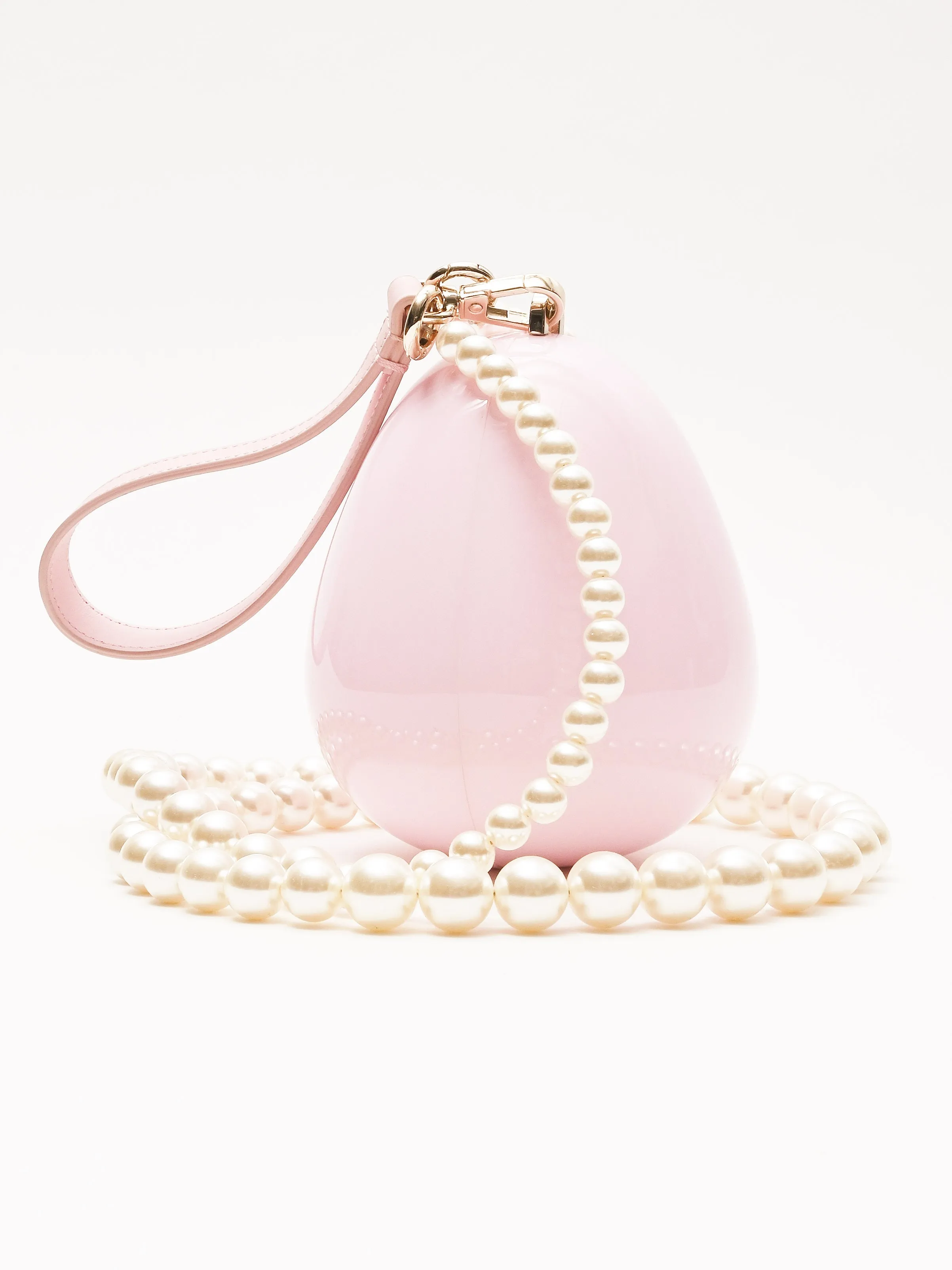 Pink Micro Egg Bag W/Pearl Crossbody sold by Frances May Houseline product image thumbnail 2