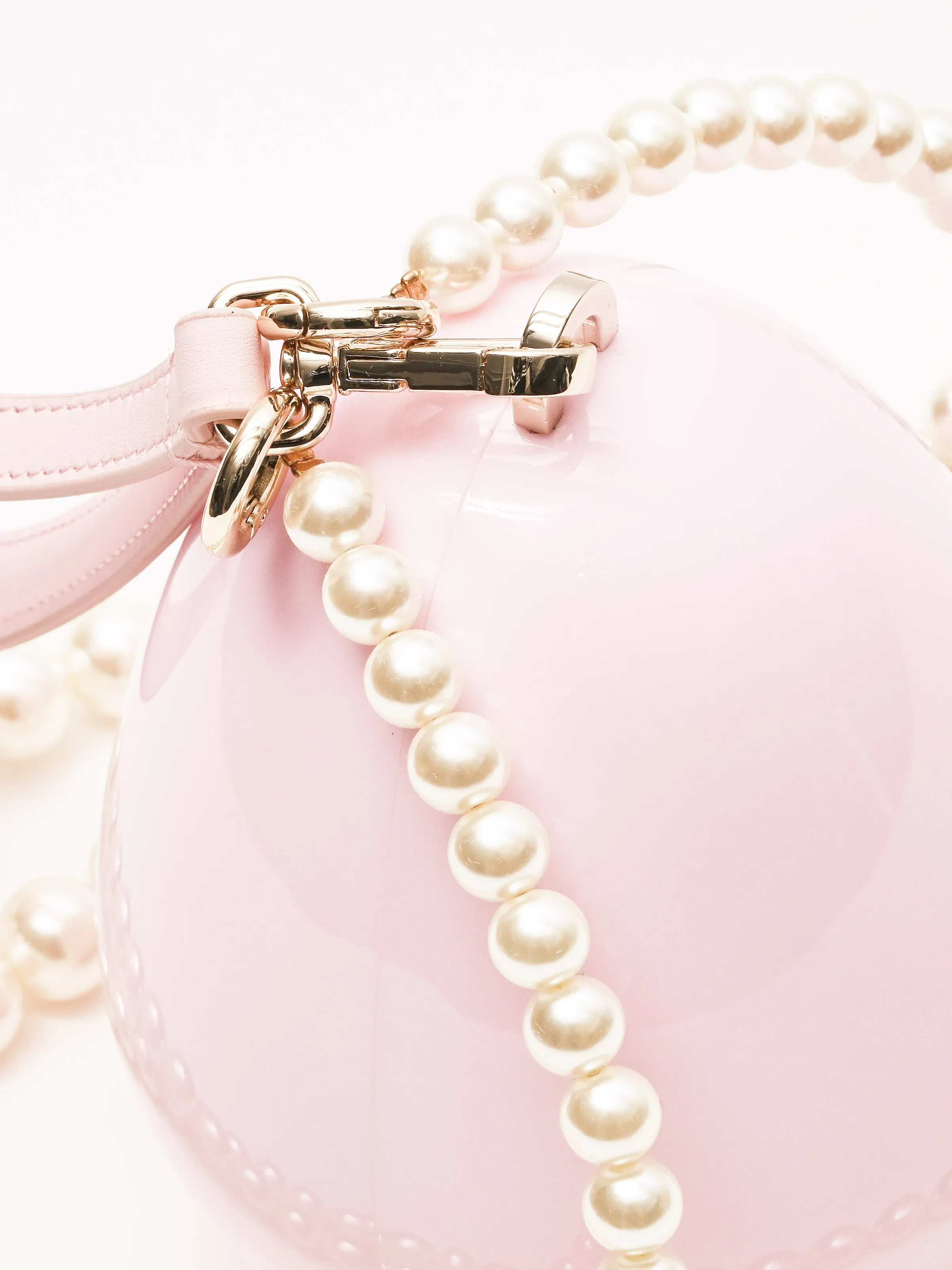 Pink Micro Egg Bag W/Pearl Crossbody sold by Frances May Houseline product image thumbnail 5