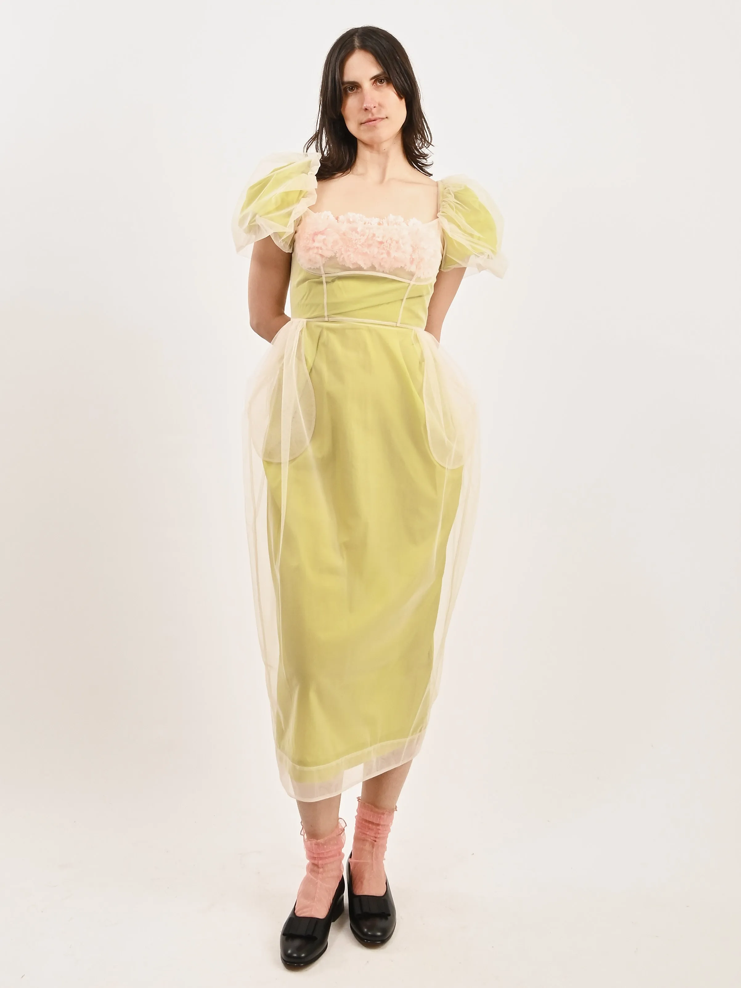 Matcha/Nude Layered Balconette Dress W/Carnation sold by Frances May Houseline product image thumbnail 2