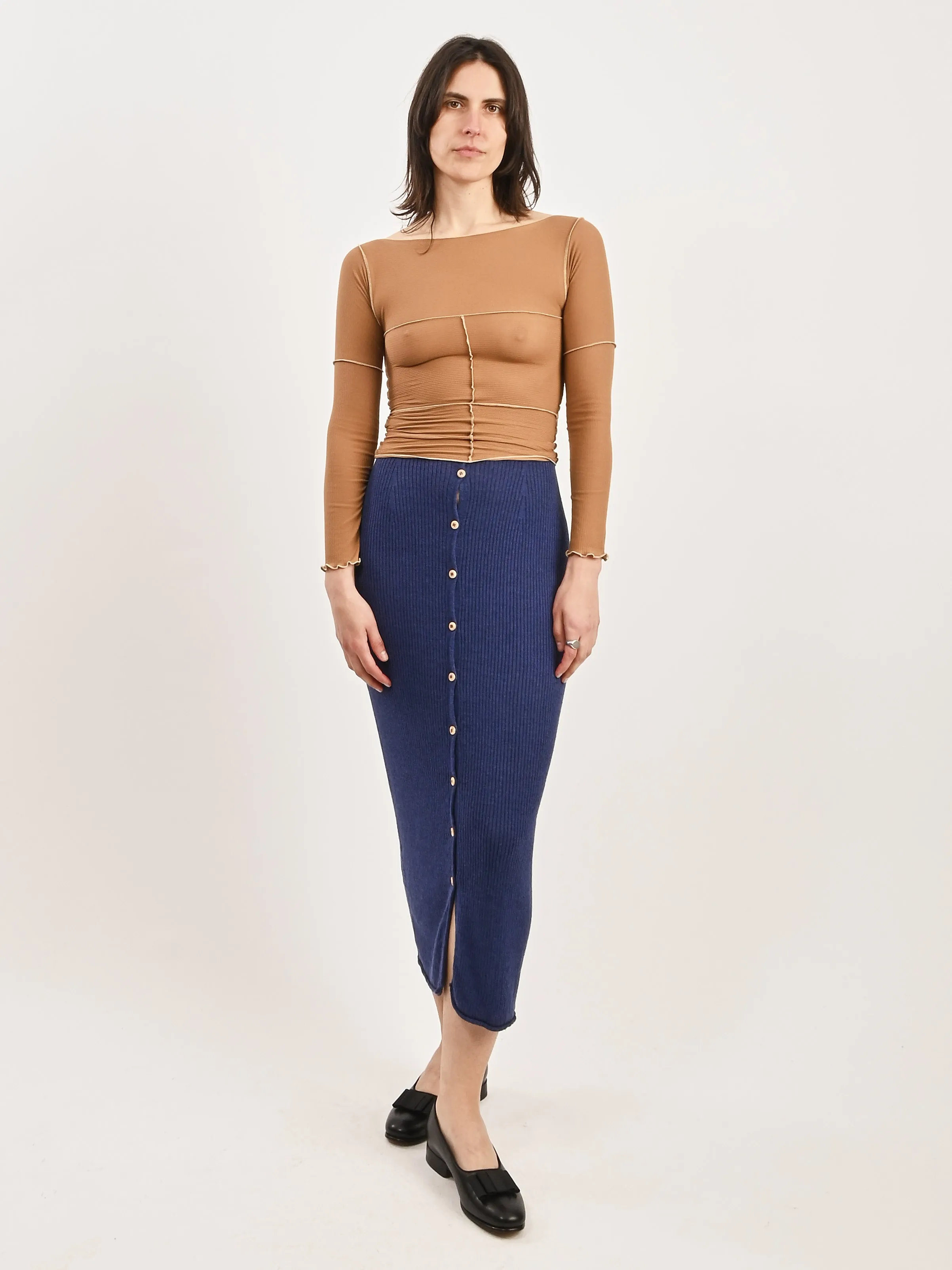 Mez Blue Drip Skirt sold by Frances May Houseline