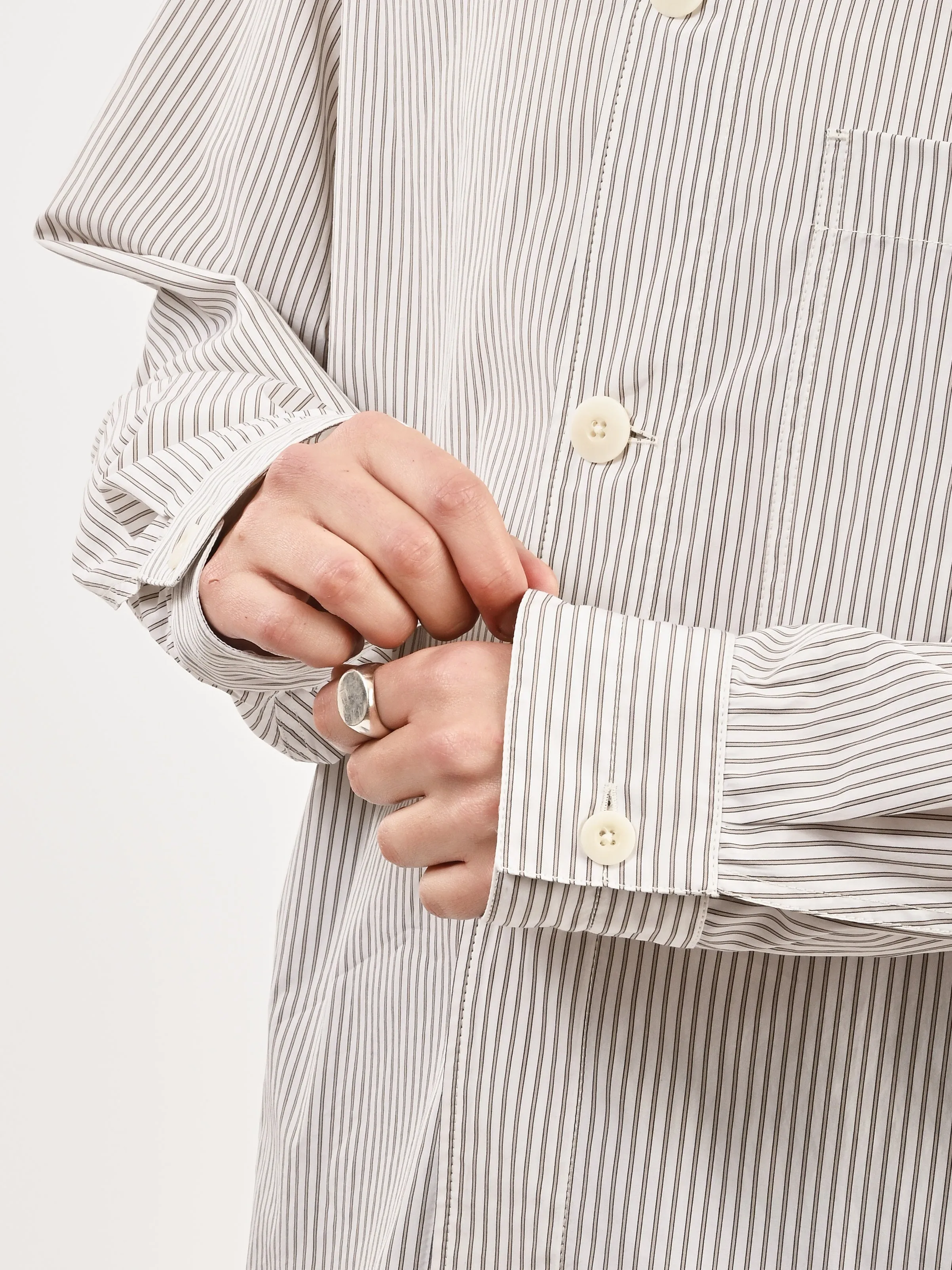 Creamy White/Taupe/Black Pyjama Shirt sold by Frances May Houseline product image thumbnail 5