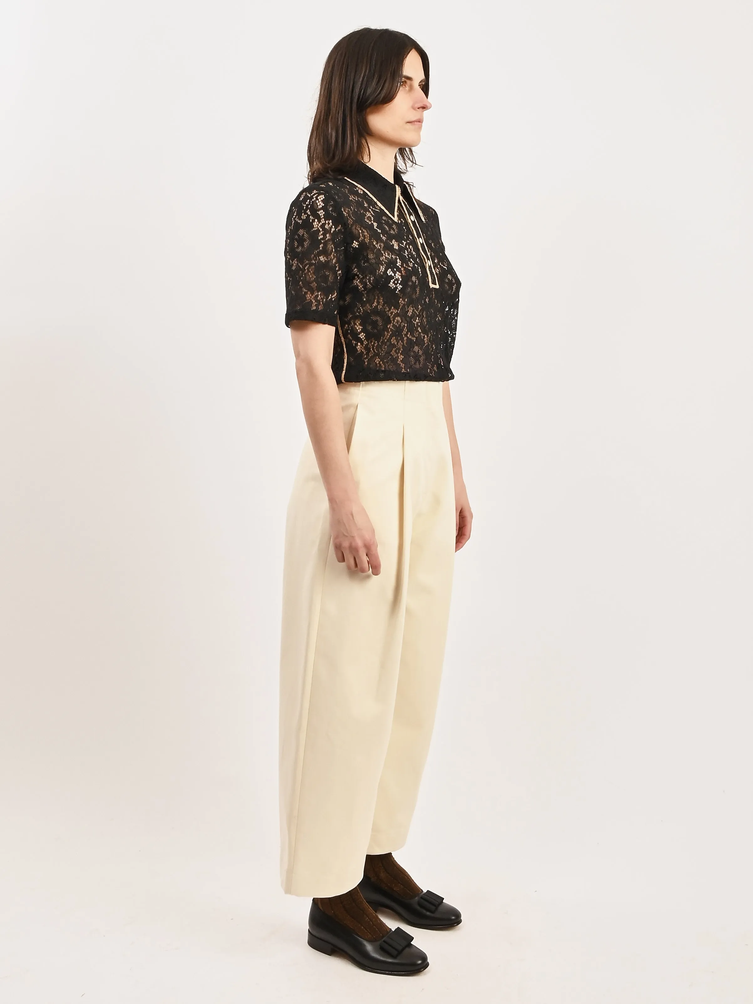 Cream Dordoni Deep Pleat Volume Ankle Crop Pants sold by Frances May Houseline product image thumbnail 5