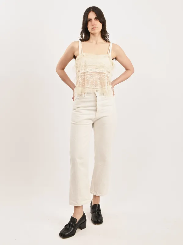 Ivory Selvedge Denim Wide Tapered Cut sold by Frances May Houseline