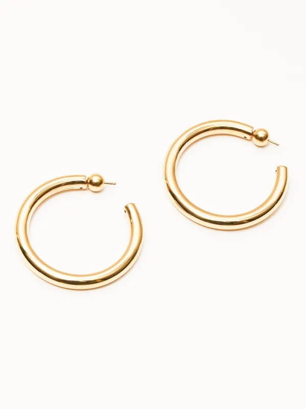 Gold Medium Everyday Hoops sold by Frances May Houseline