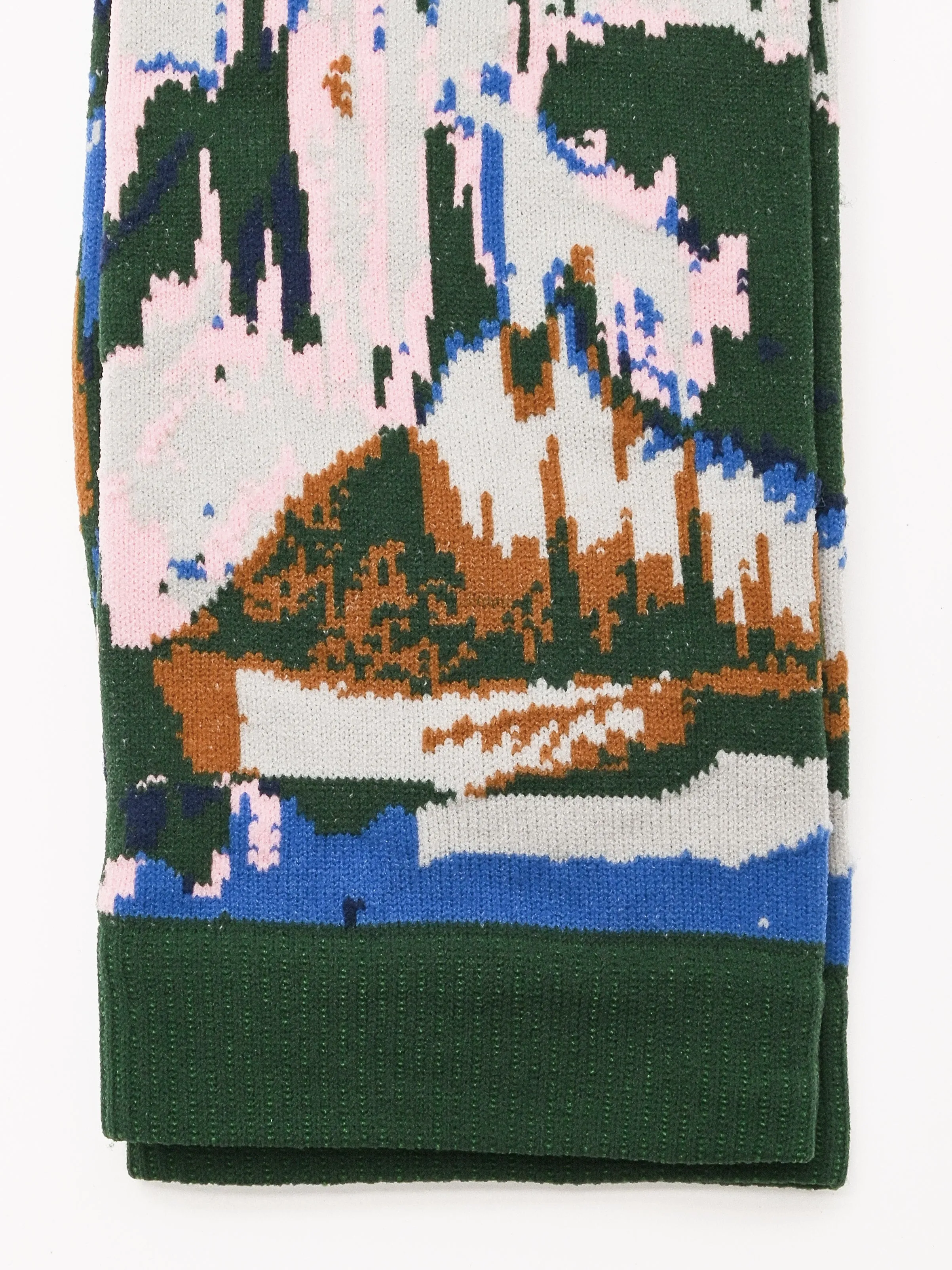 Green/Multi Brush Strokes Socks Femme sold by Frances May Houseline