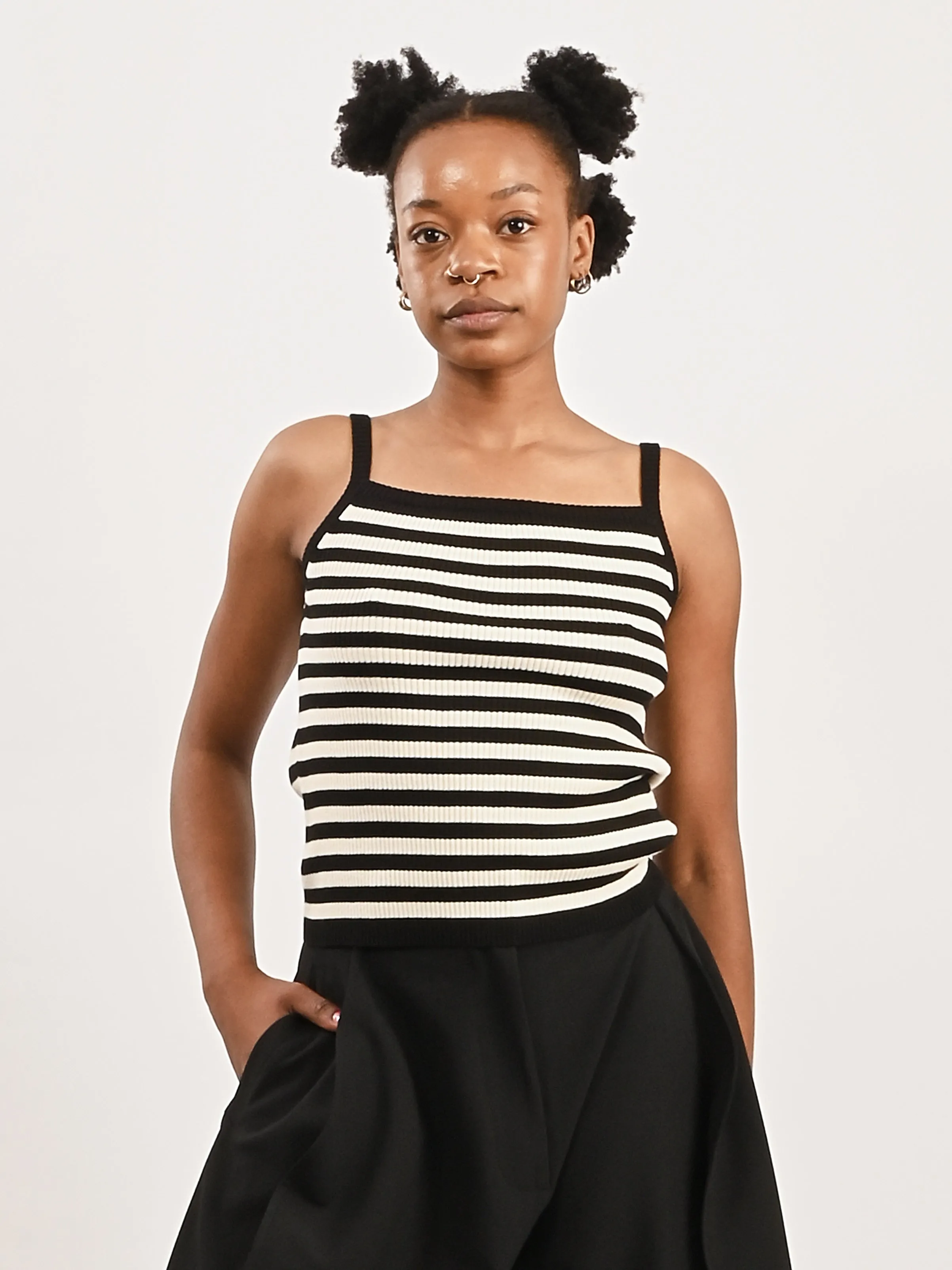 Ecru Stripe Anu Ribbed Tank sold by Frances May Houseline product image thumbnail 2