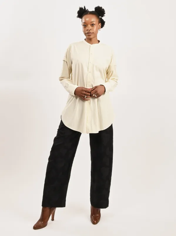 Creamy White Long Shirt w/ Half Placket made by Lemaire
