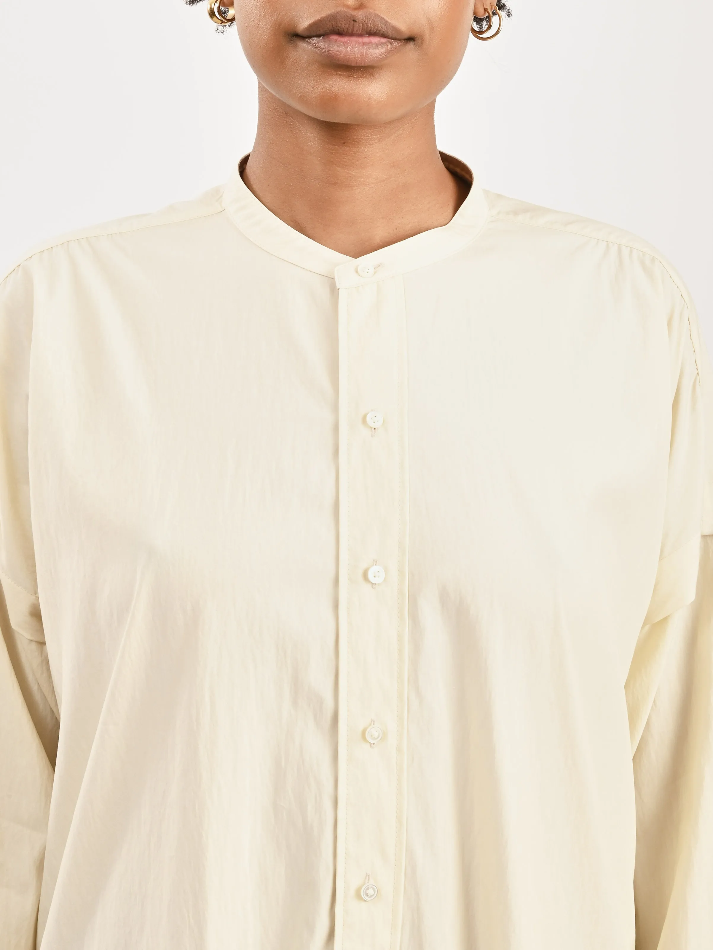 Creamy White Long Shirt w/ Half Placket sold by Frances May Houseline product image thumbnail 3