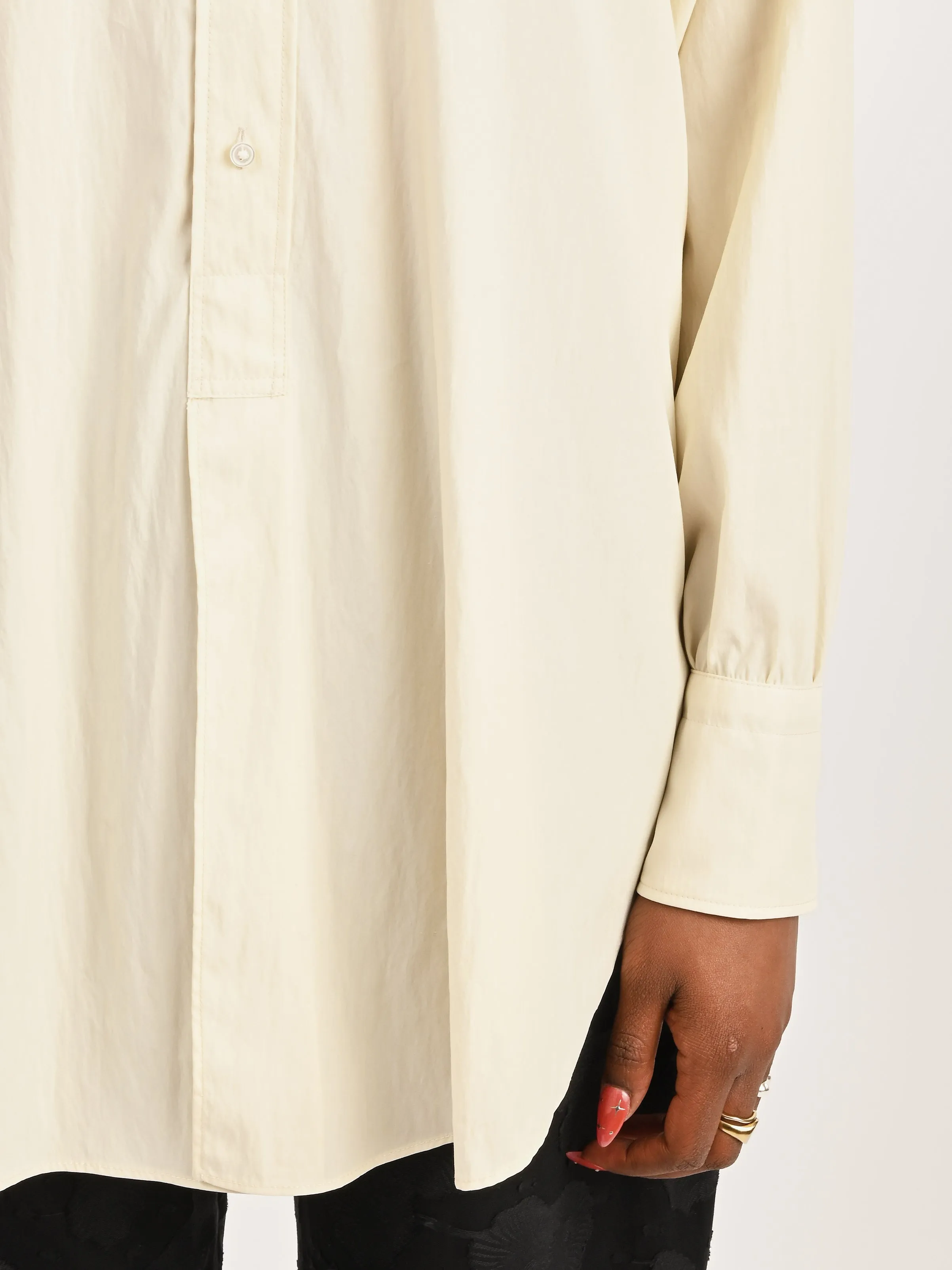Creamy White Long Shirt w/ Half Placket sold by Frances May Houseline product image thumbnail 4