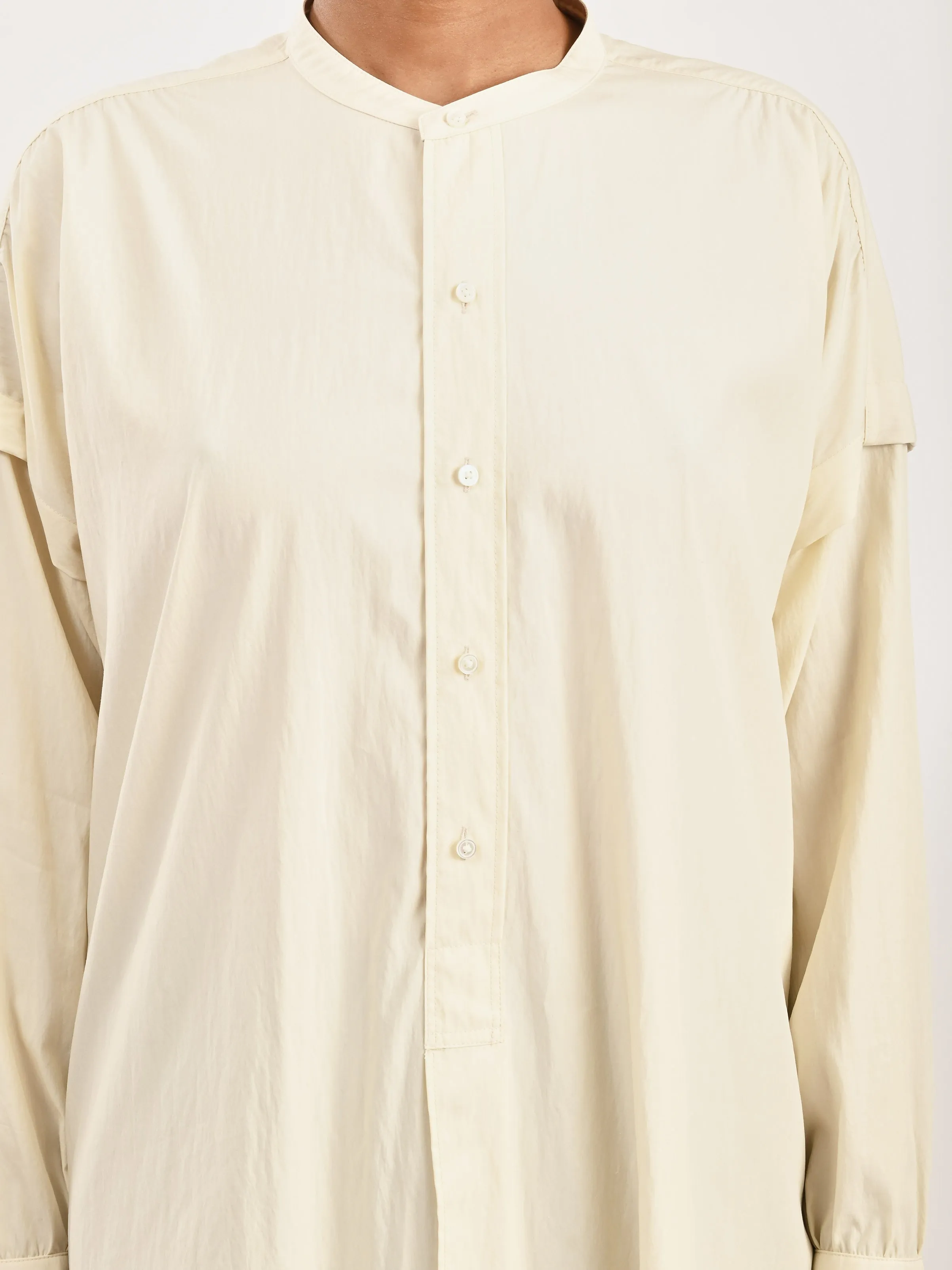 Creamy White Long Shirt w/ Half Placket sold by Frances May Houseline product image thumbnail 5