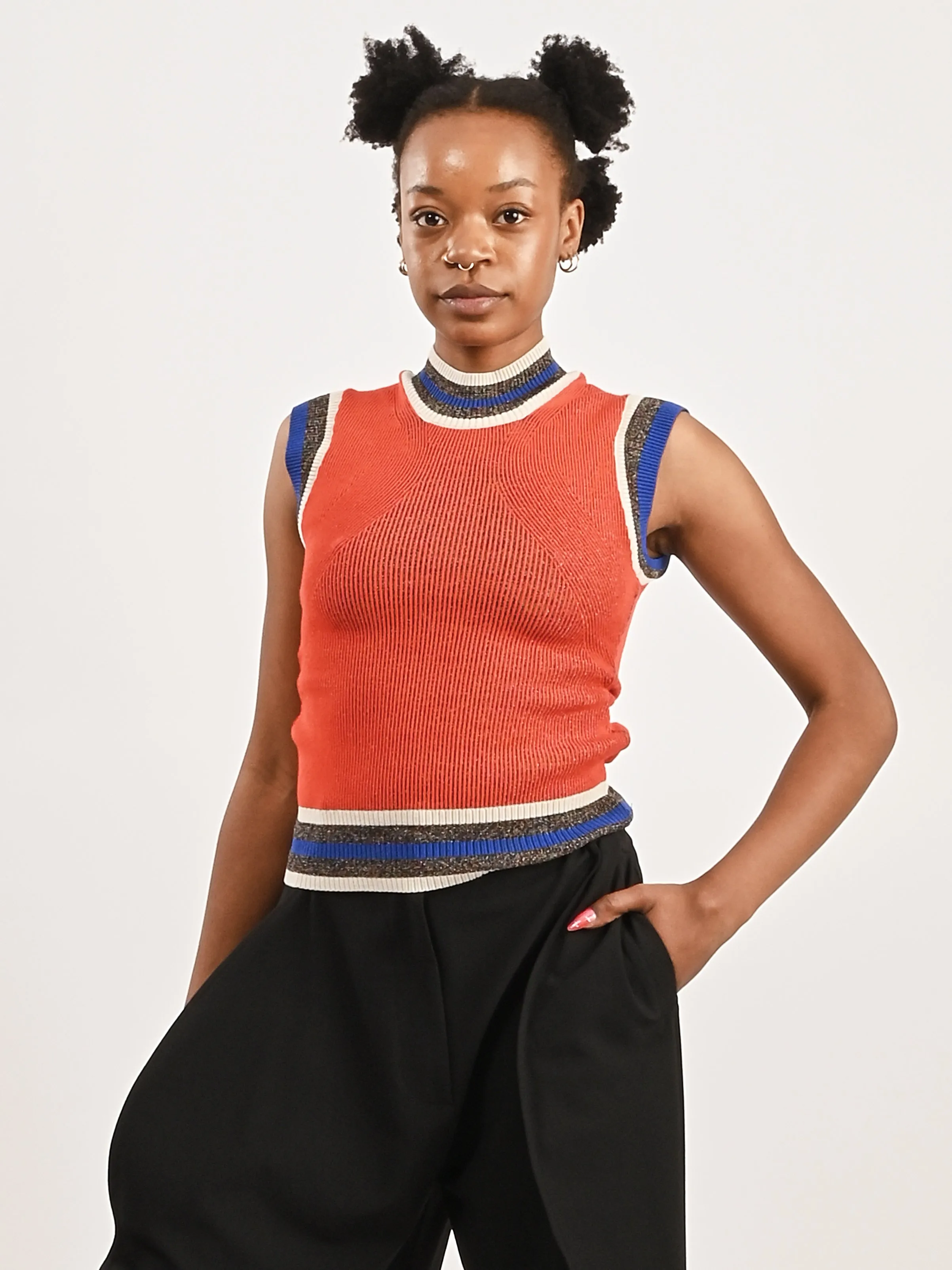 Brown/Orange Grid Scuba Knit Top sold by Frances May Houseline product image thumbnail 2