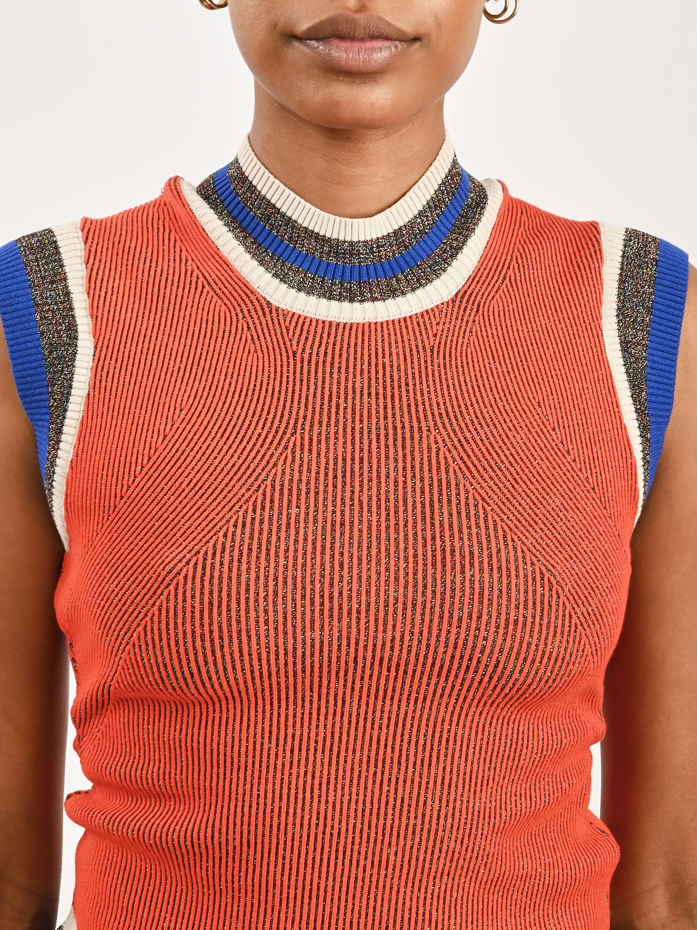 Brown/Orange Grid Scuba Knit Top sold by Frances May Houseline product image thumbnail 3