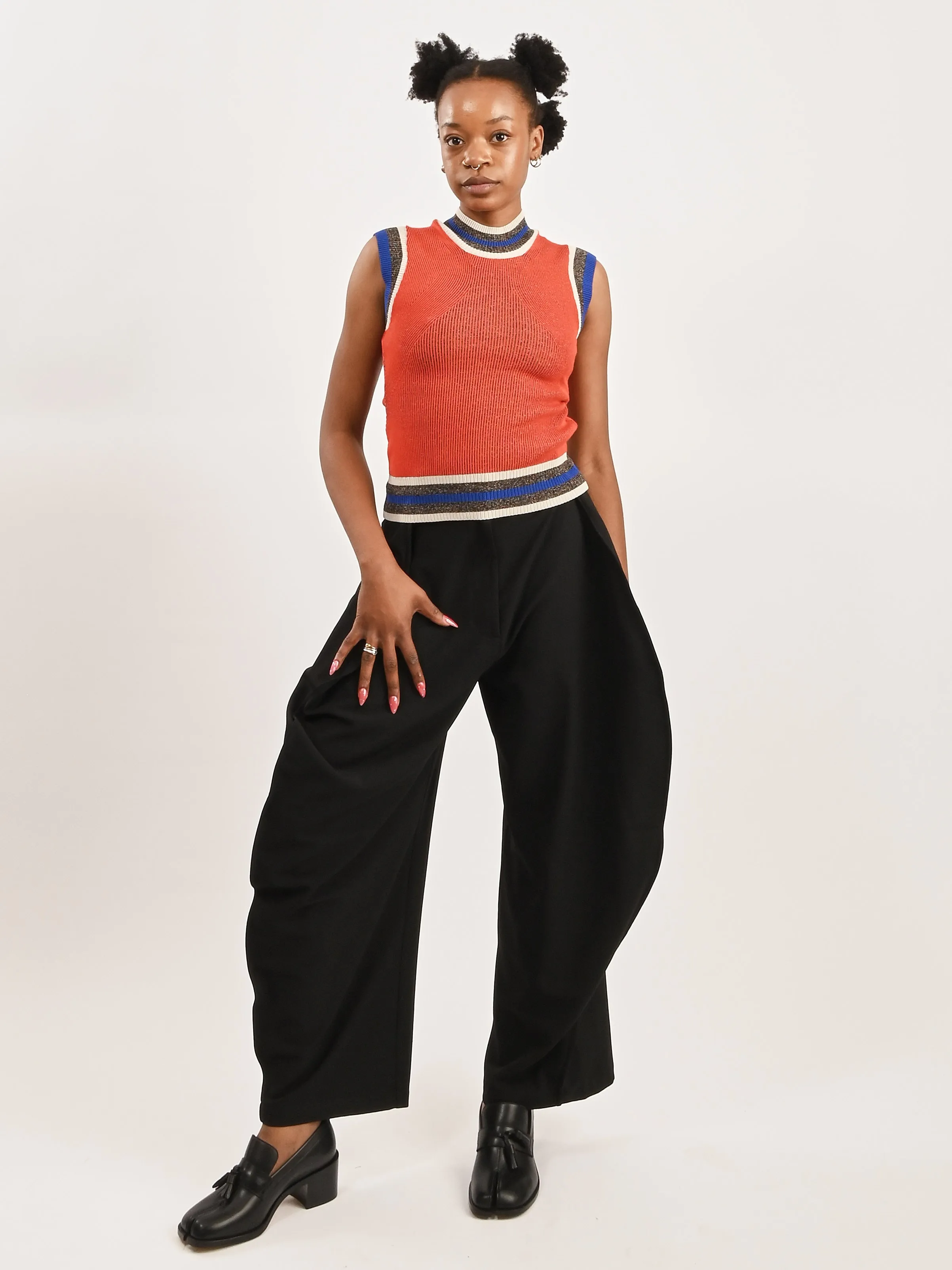 Brown/Orange Grid Scuba Knit Top sold by Frances May Houseline