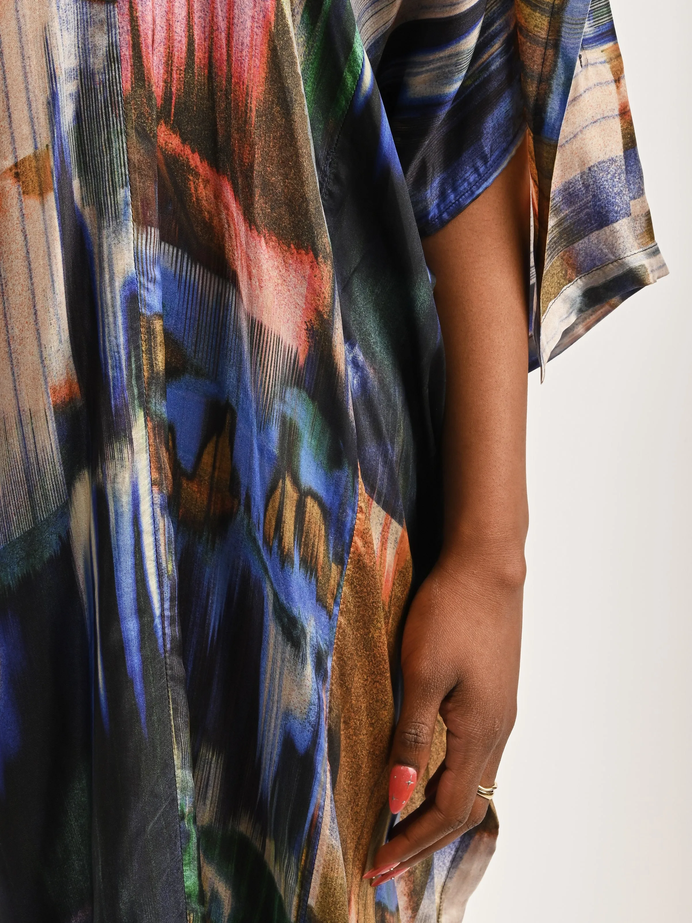 Multi Brush Drips Uncut Kaftan sold by Frances May Houseline product image thumbnail 4