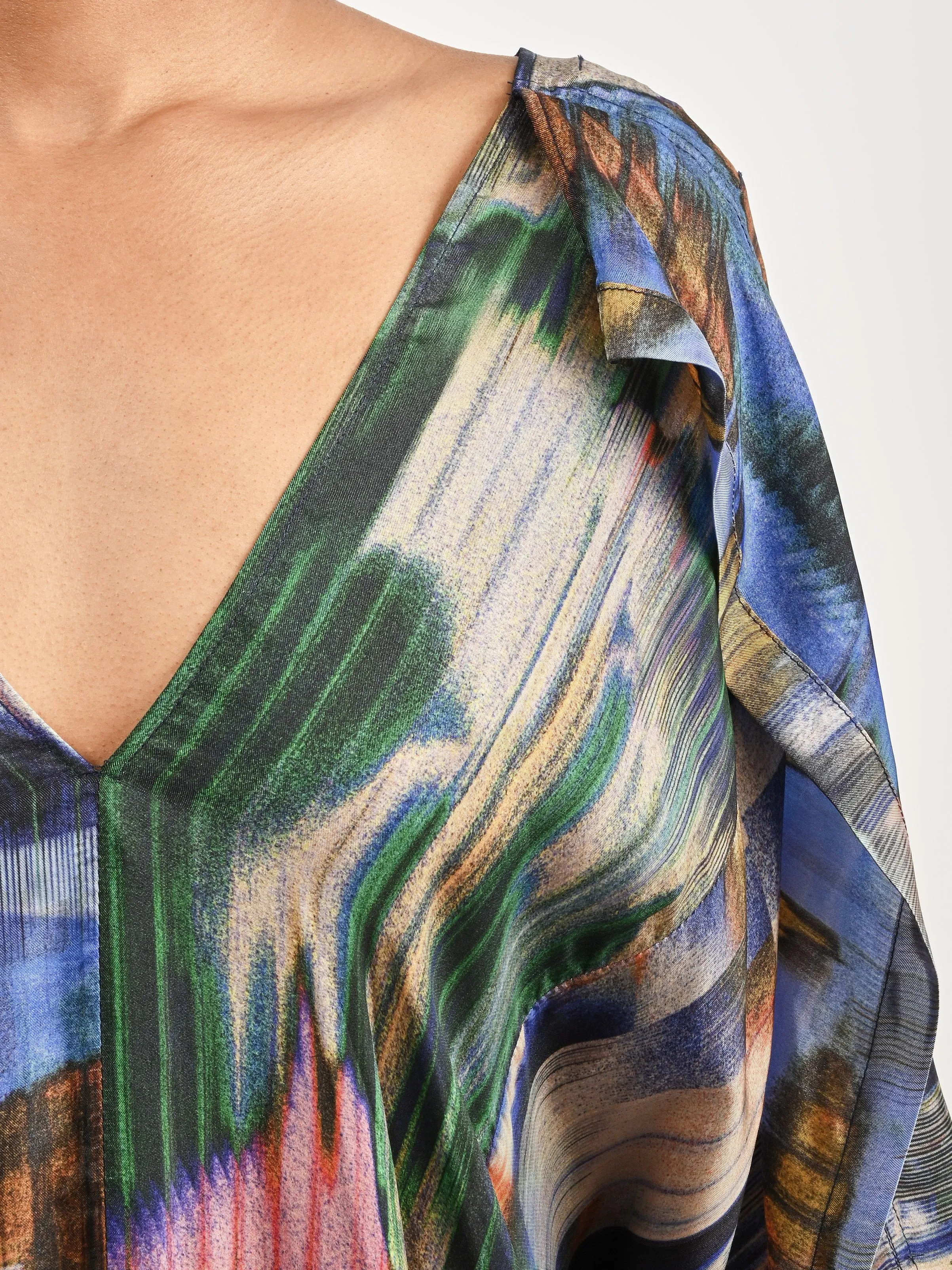 Multi Brush Drips Uncut Kaftan sold by Frances May Houseline product image thumbnail 3