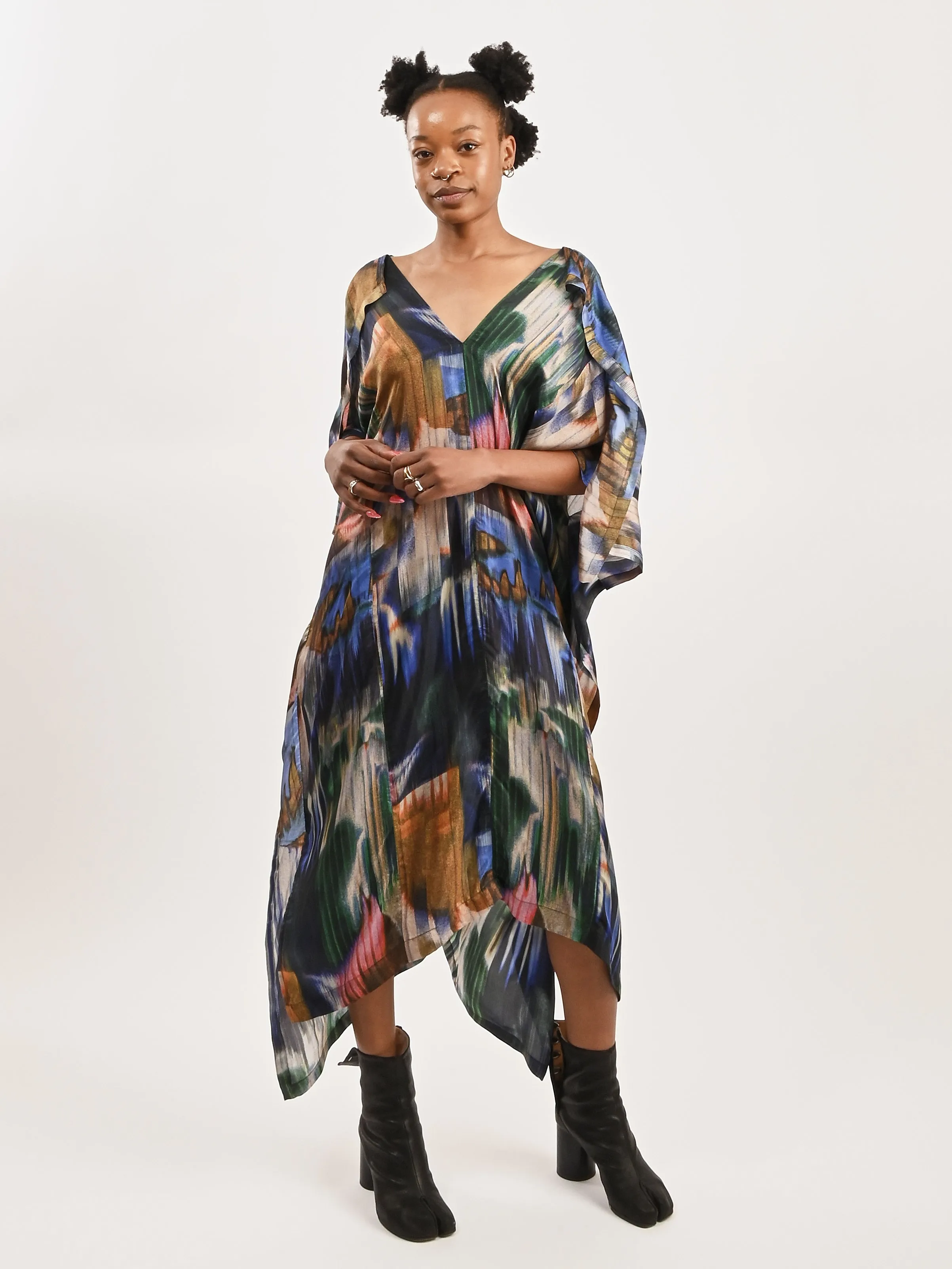 Multi Brush Drips Uncut Kaftan sold by Frances May Houseline product image thumbnail 2